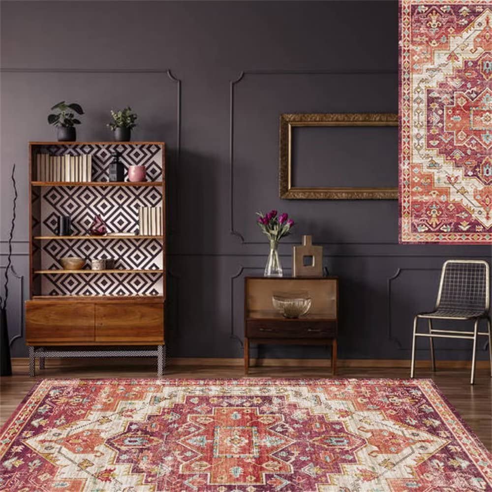 Tapis de prière Tapis de Chambre imprimé Rouge Style Classique Super Doux et Durable Accessoires de Salon pour la Maison 70X140cm