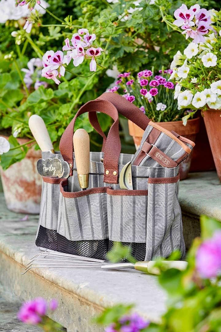 Sophie Conran Burgon & Ball Garden Tool Storage Bag with 8 Pockets, Grey, 30 x 20 x 15 cm