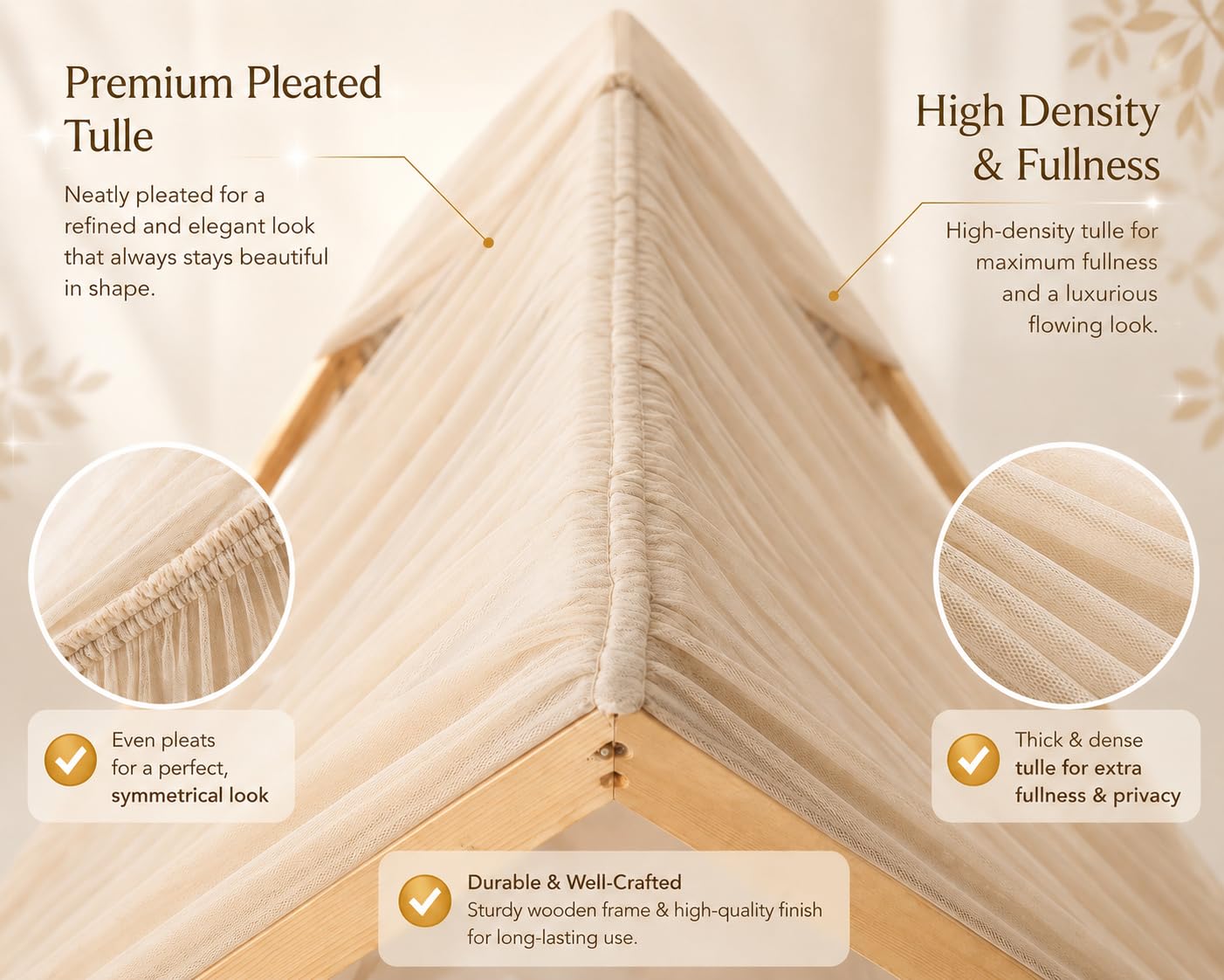 Baby Fancyroom Dosel para cama infantil, dosel, dosel, para habitación infantil, dosel, para niñas, princesas, habitación (beige, 300 cm, sin mariposas)