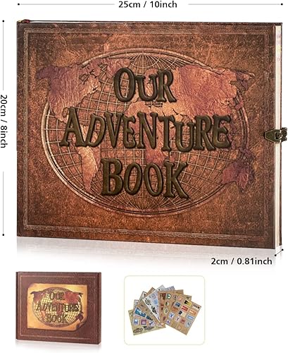 Miniatura 2 de Libro de Aventuras Álbum de Recortes Diario de Viaje Libro de Fotos con Cubierta de Letras en Relieve - Álbum de Fotos de Memoria Grande DIY Hecho a