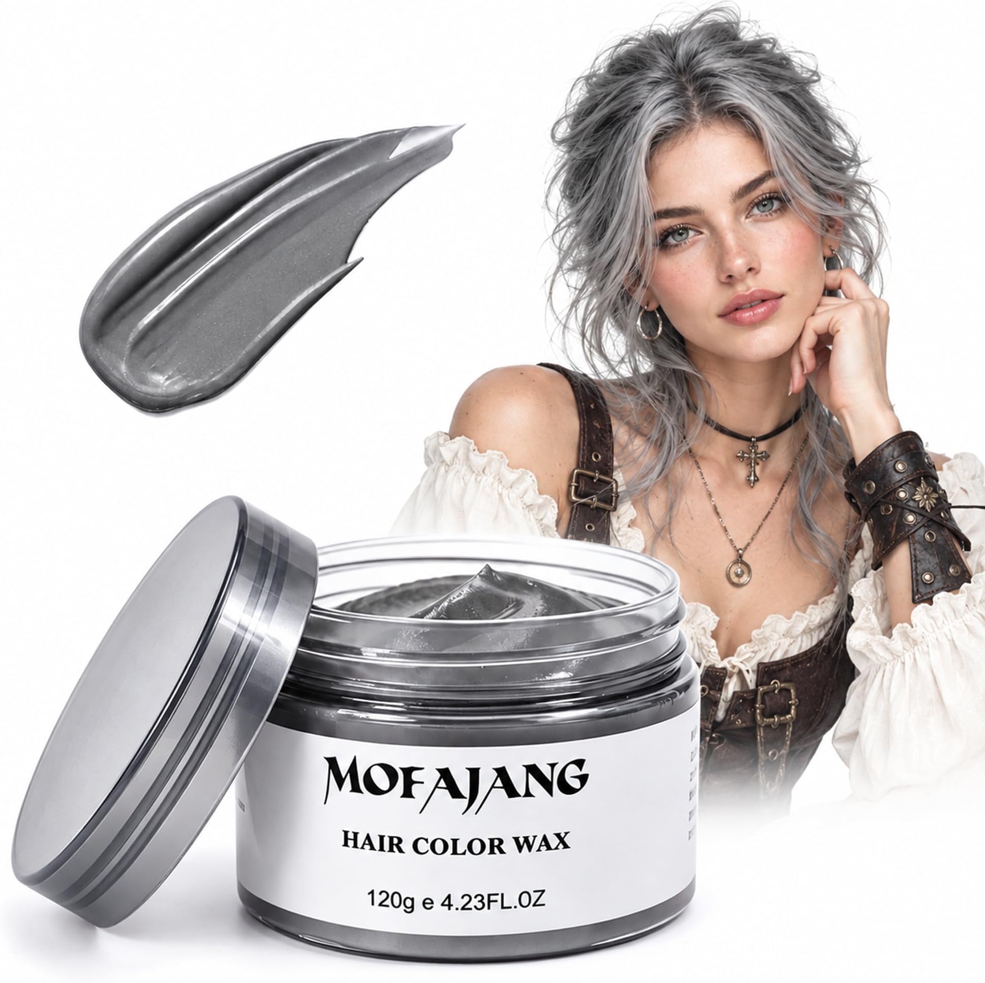 Temporary Gray Hair Color Wax, Washable Temporary Hair Dye for Kids Adults