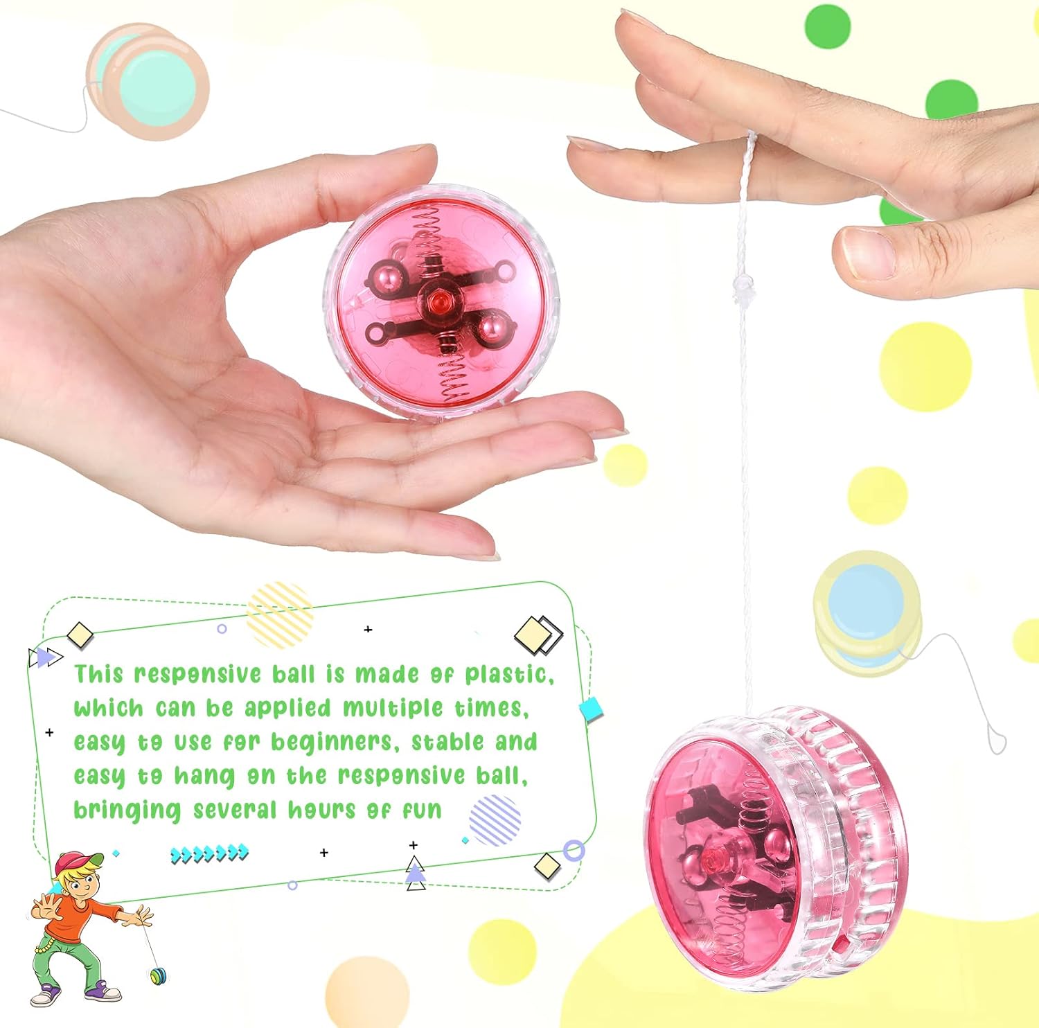 54 Pieces LED Light Up Yo Yo for Kids Plastic Bearing Responsive Trick Ball Beginner Level Yo Yo with LED Lights Colorful for Beginner Birthday Christmas Party Favors Goodie Bag Filler, Random Colors