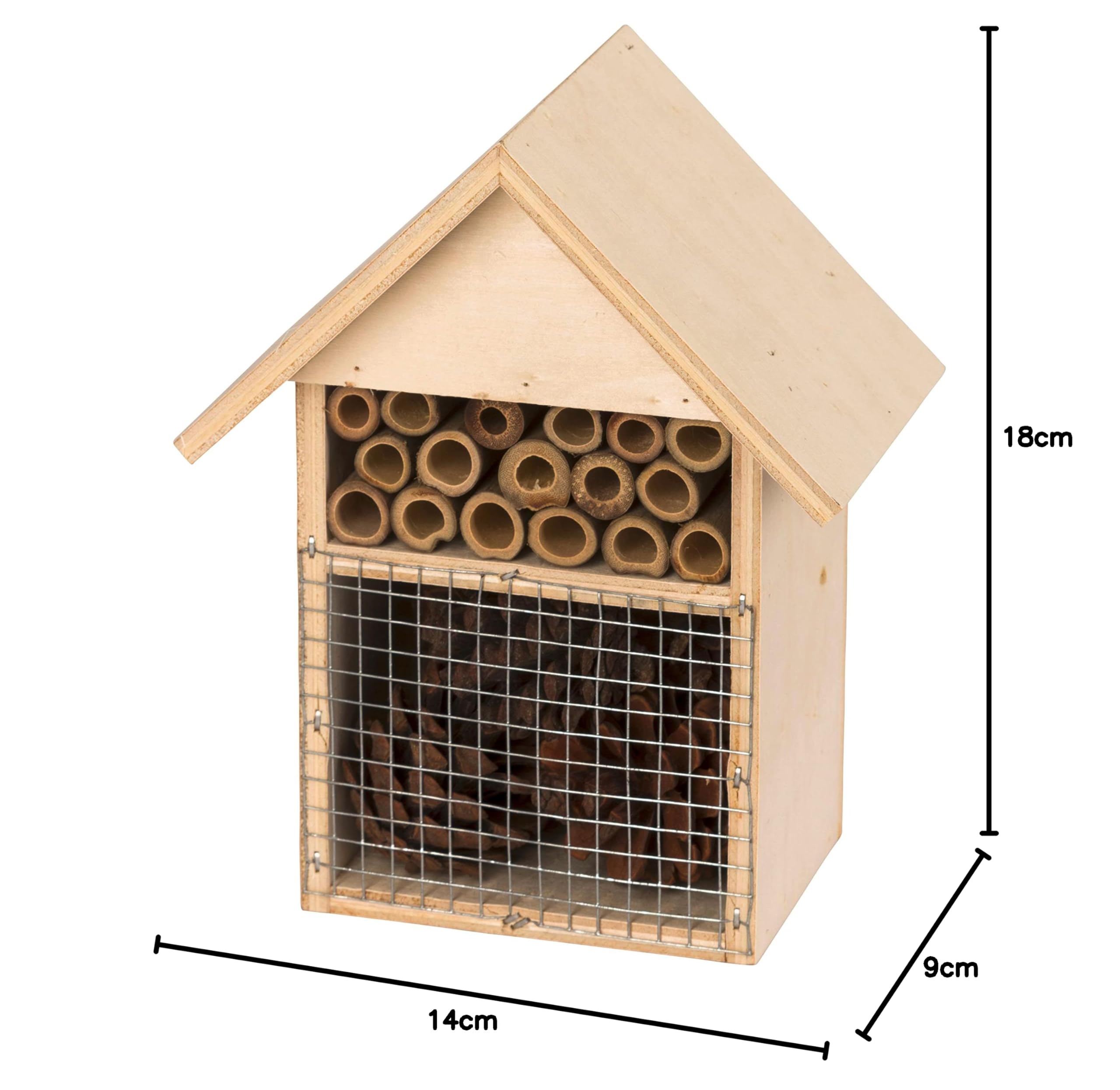 Kerbl Pet Casa de protección contra Insectos, casa para Insectos, Hotel para Insectos, Natural, 14x9x18cm, Madera, Avispas excavadoras, Abejas Silvestres, escarabajos, Ayuda para anidar e hibernar