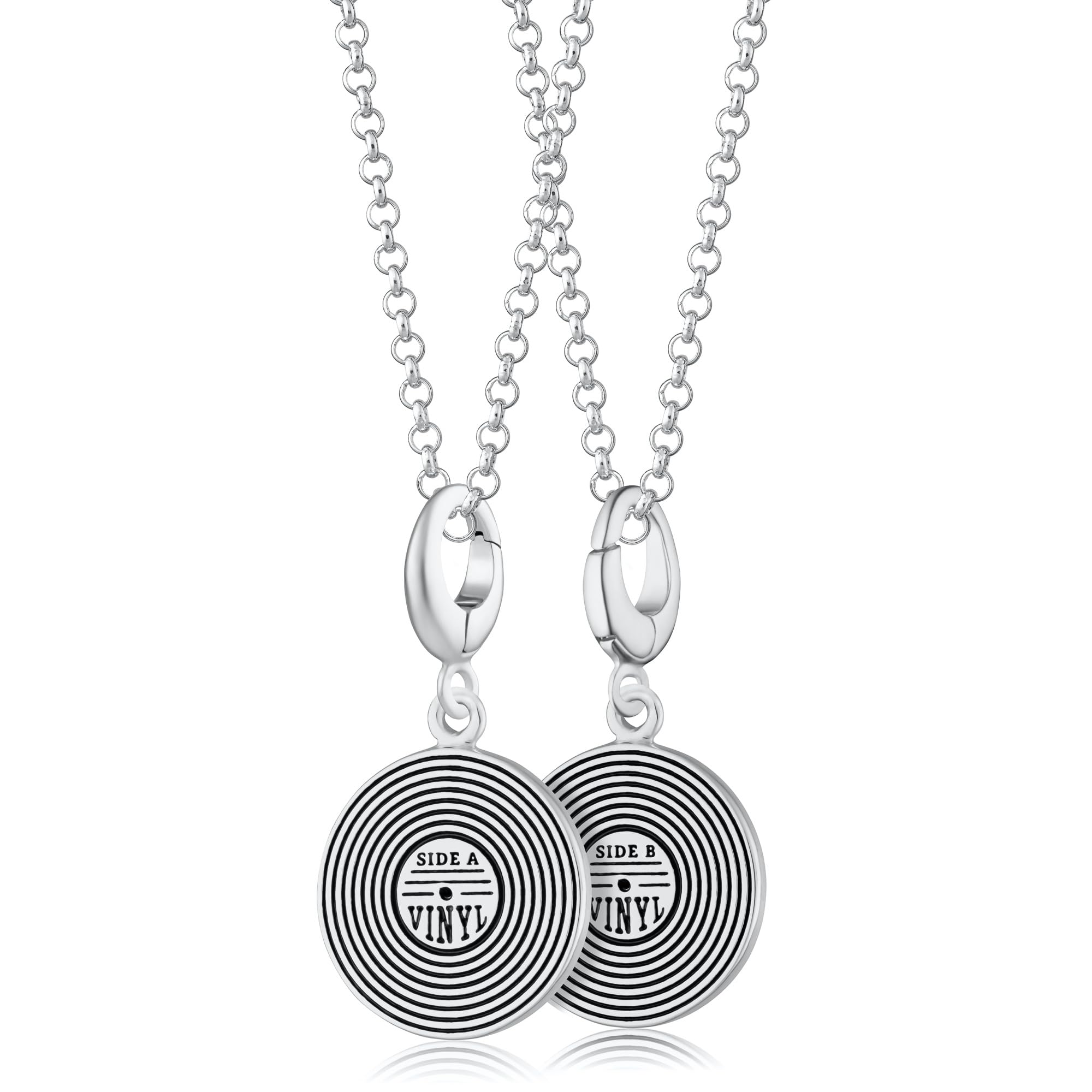 Lily Charmed - Collana in argento Sterling 925 o placcato oro 18 ct con disco in vinile con catena da 45,7 cm