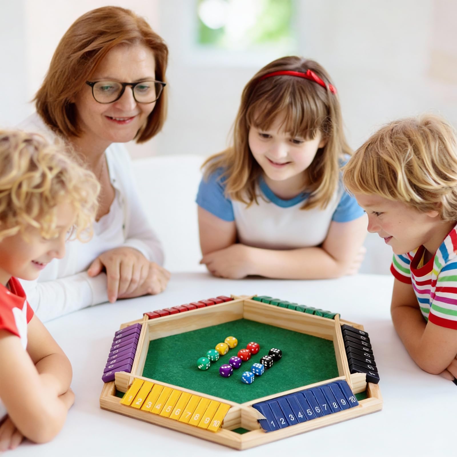 Shut The Box Gra dla 6 graczy, drewniana gra w kości z 12 rzutami, gra drewniana, gra rodzinna, klasyczne gry stołowe, matematyka, zabawka edukacyjna, dla dorosłych i dzieci