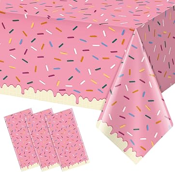 Hallswl 3Pcs 54 * 108 Inch Ice Cream Sprinkle Donut Tablecloth