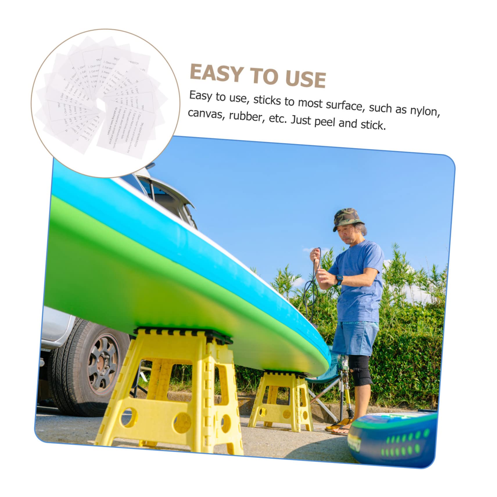 SHINEOFI 100pièces Réparation Étanche Patch Auto-adhésif TPU pour Gonflables Tentes Vêtements Et Accessoires Kit Pratique De Réparation pour Fuites Facile à Utiliser Et
