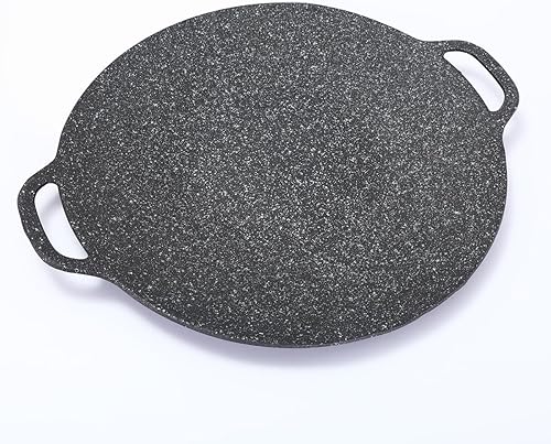 Sartén redonda de estilo coreano, placa de barbacoa coreana, parrilla de barbacoa, con asas, sartén circular antiadherente para estufa al aire