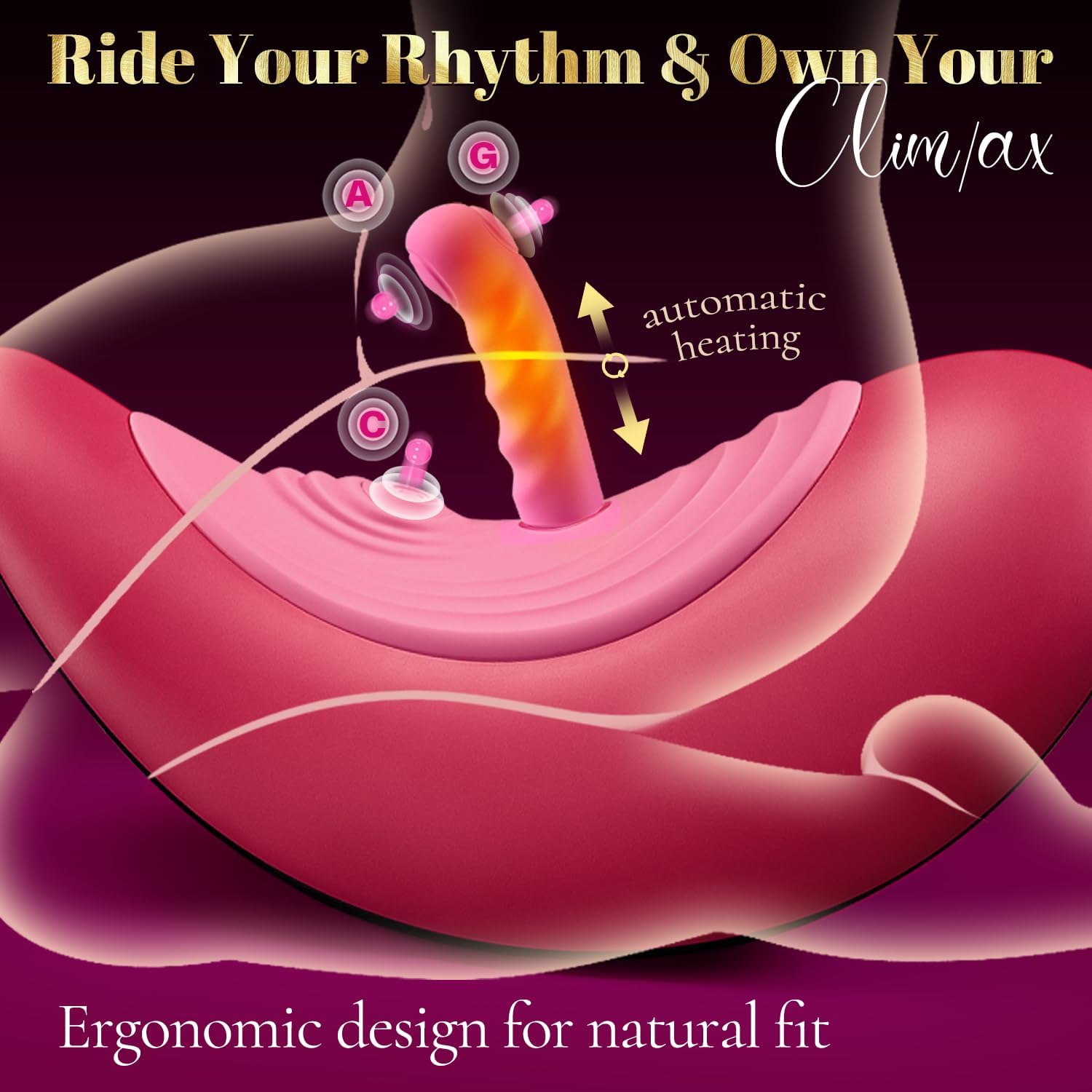 TIVINO Riding Sex Machine Dildo Vibrator with Sex Saddle for Clitoral Anal Pleasure, Cowgirl Sex Furniture for Bedroom Heating Flapping Vibrator, Vibrating Adult Sex Toy Thrusting Machine for Women