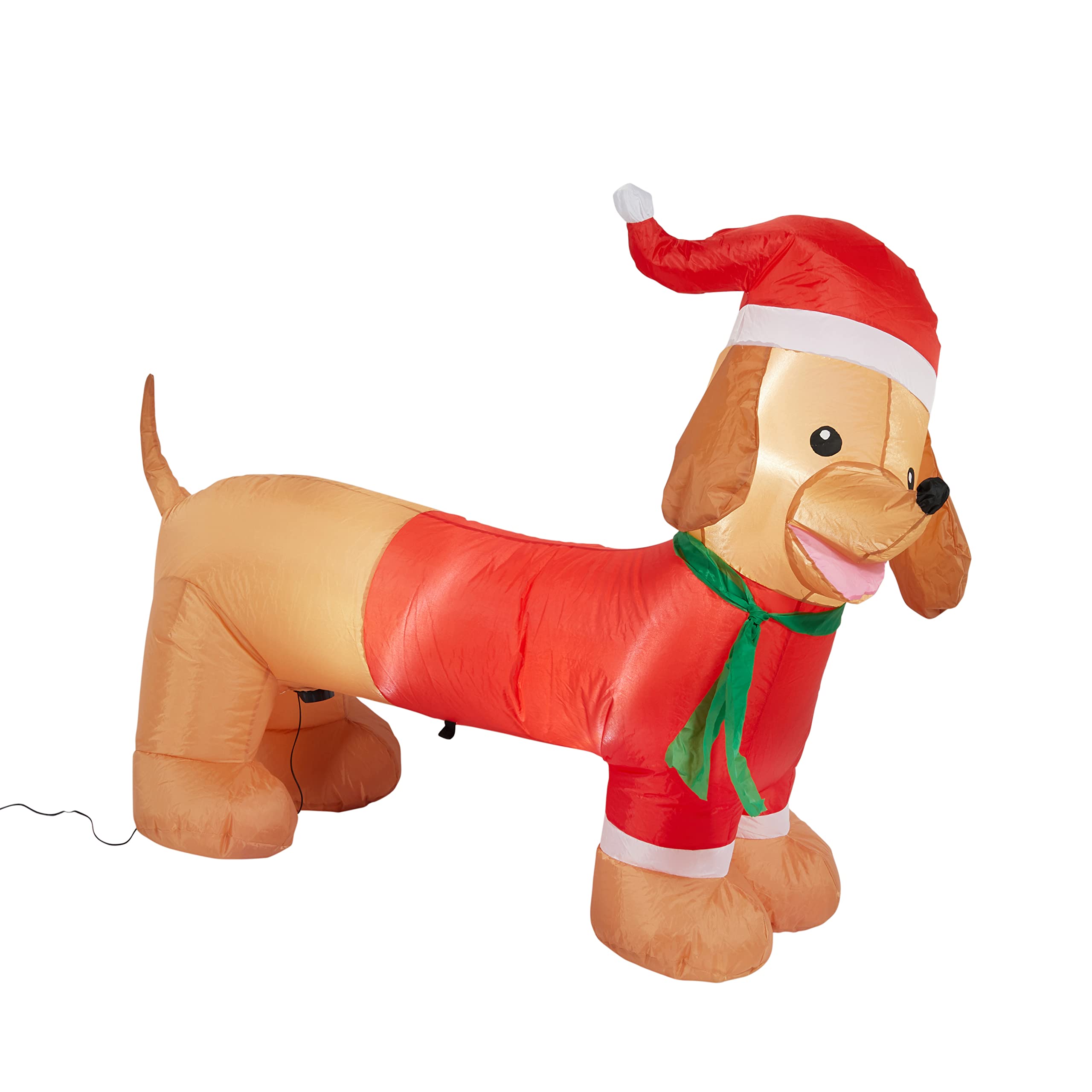 Lights4fun LED Dachshund Iluminación de Navidad Hinchable para Exterior, decoración navideña Inflable, decoración de Perro Salchicha Americano