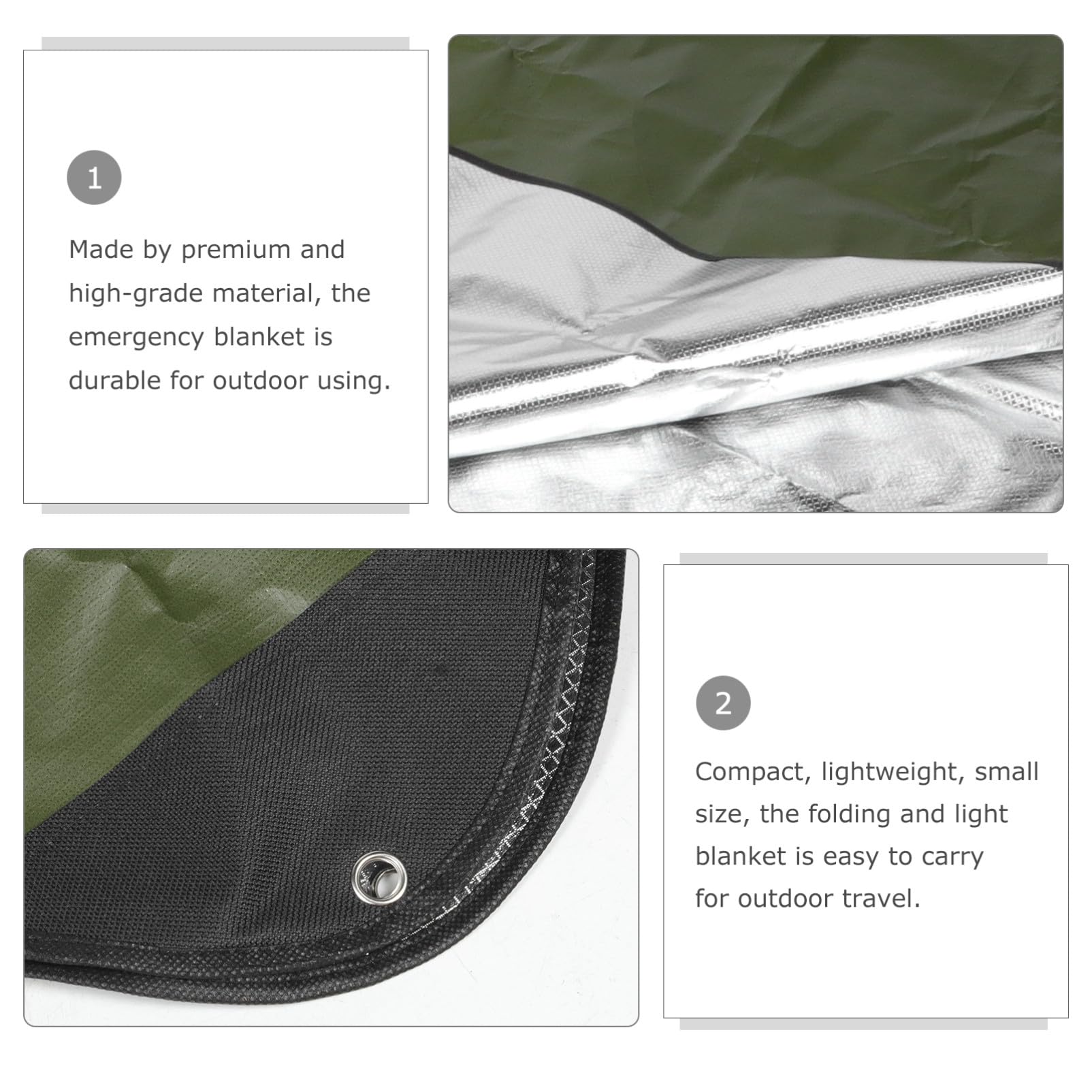 WOONEKY Coperta Termica di Emergenza Multiuso Coperta Isolante Portatile per Campeggio Sopravvivenza Addensare Tovagliette per Picnic Bloccare Pioggia e Umidità