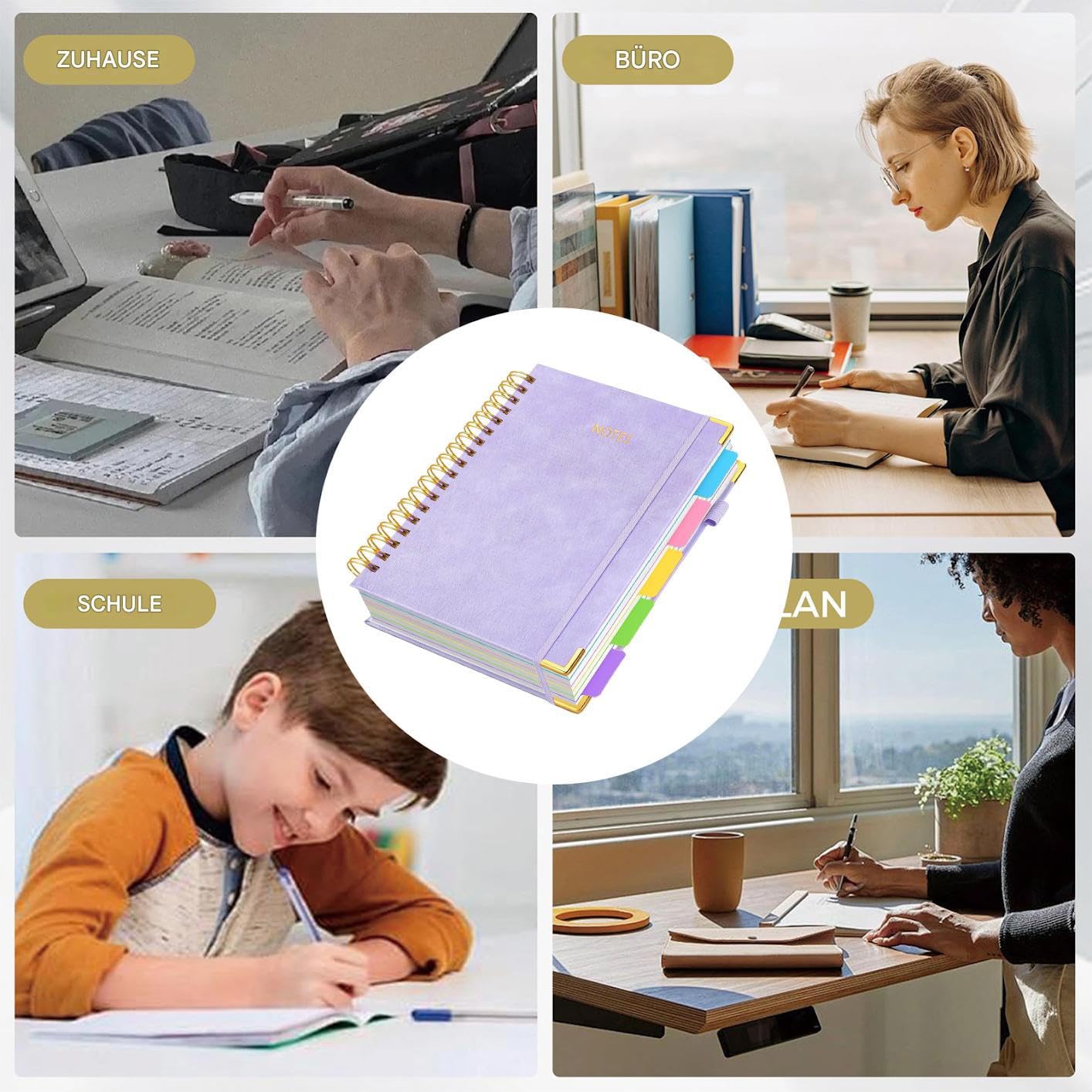 Taccuino a | diario a quadretti DIN A5 con divisore rimovibile – 300 pagine per insegnanti e studenti, note scolastiche, insegnamento, apprendimento di riunioni