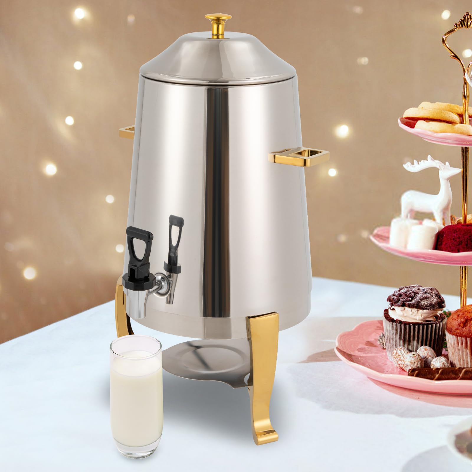 Hot Beverage Dispenser,Hot Drinks Dispenser,Coffee Chafer,Commercial Stainless Steel Percolate Coffee Maker Hot Water Urn for Catering,for Keeping Hot Coffee & Tea,Coffee Dispenser & Tea Dispenser