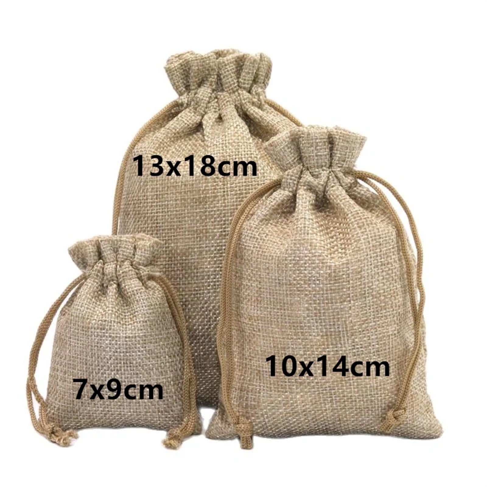 Geschenkbeutel 50 Stück kleine Jutebeutel for Hochzeiten mit Papieranhängern, Party-Geschenkbeutel mit Kordelzug, Schmuckpaket-Säcke(10x14cm(50pcs))