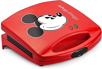 Mickey Mouse Sandwich Maker by Select Brands - Electric Sandwich Maker with Nonstick Cooking Plates & Locking Lid - Cooking Appliance with Indicator Lights - Kitchen Essential for Home & Dorms