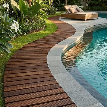 Wooden Garden Pathway,Outdoor Roll Out Cedar Straight Walkway,Patio Path Decorative Garden Boardwalk Walkways,Weather-Resistant Roll Up Beach Wood Road Floor,Wedding Party Pathways 4ft
