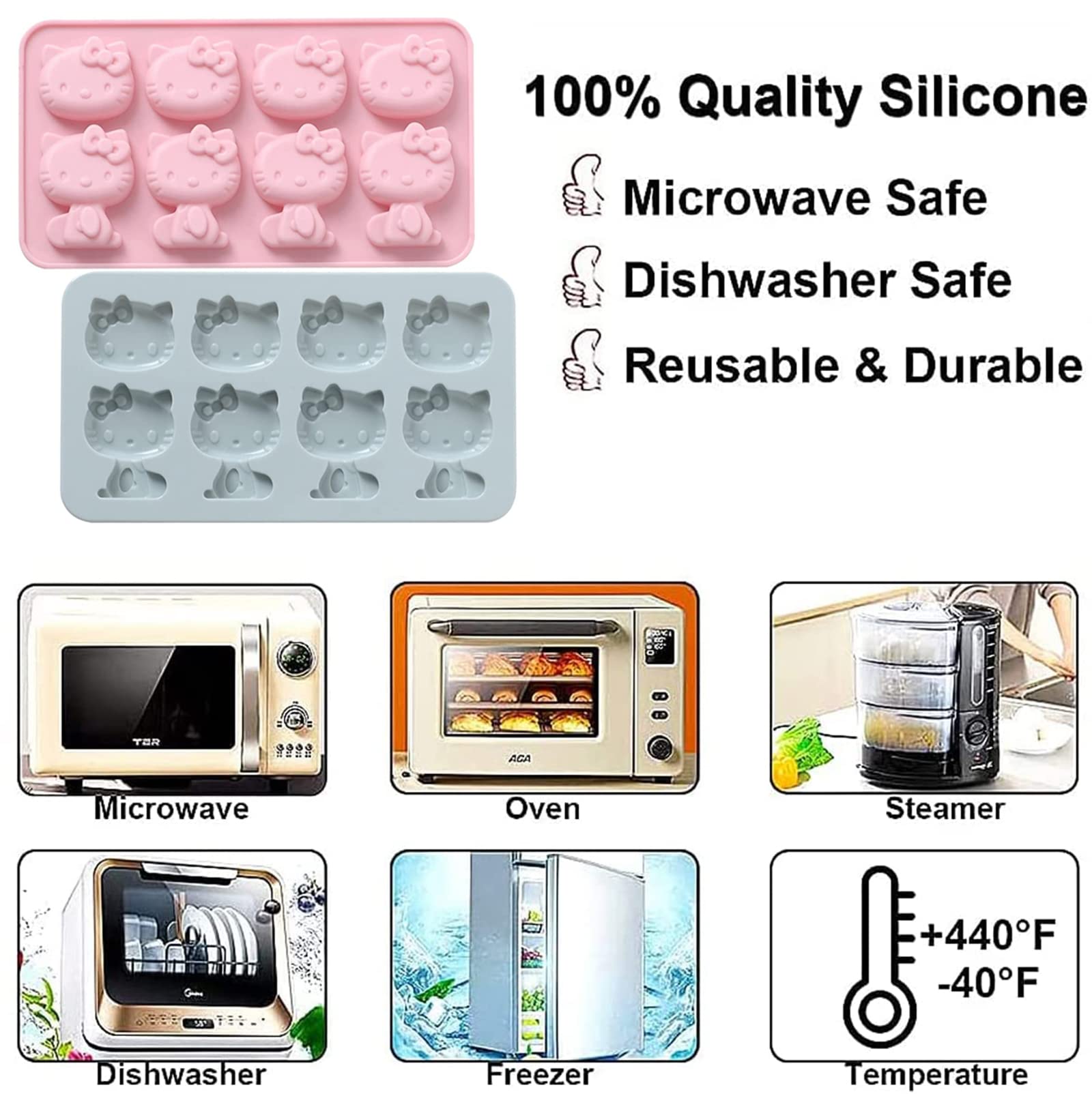 2 Stampi Per Cioccolatini A Forma Di Gatto - Silicone Antiaderente, Per Dolci, Torrone E Gelatina, MAMIAN - Foto 12