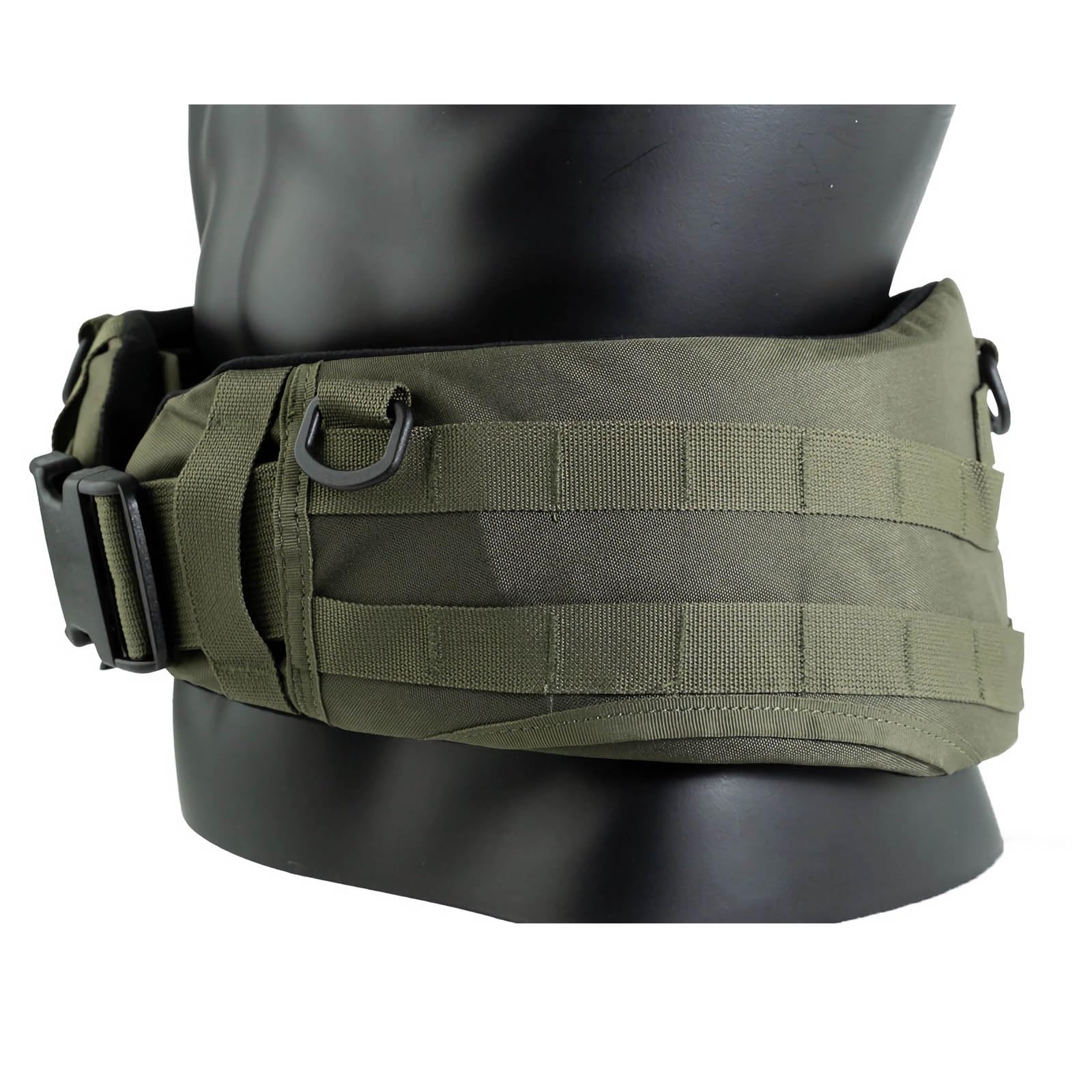 1 Cinturón Táctico Modular MOLLE Acolchado de Perfil Bajo, Cinturón de Patrulla Cortado con Láser con Forro de Malla Transpirable(Green)