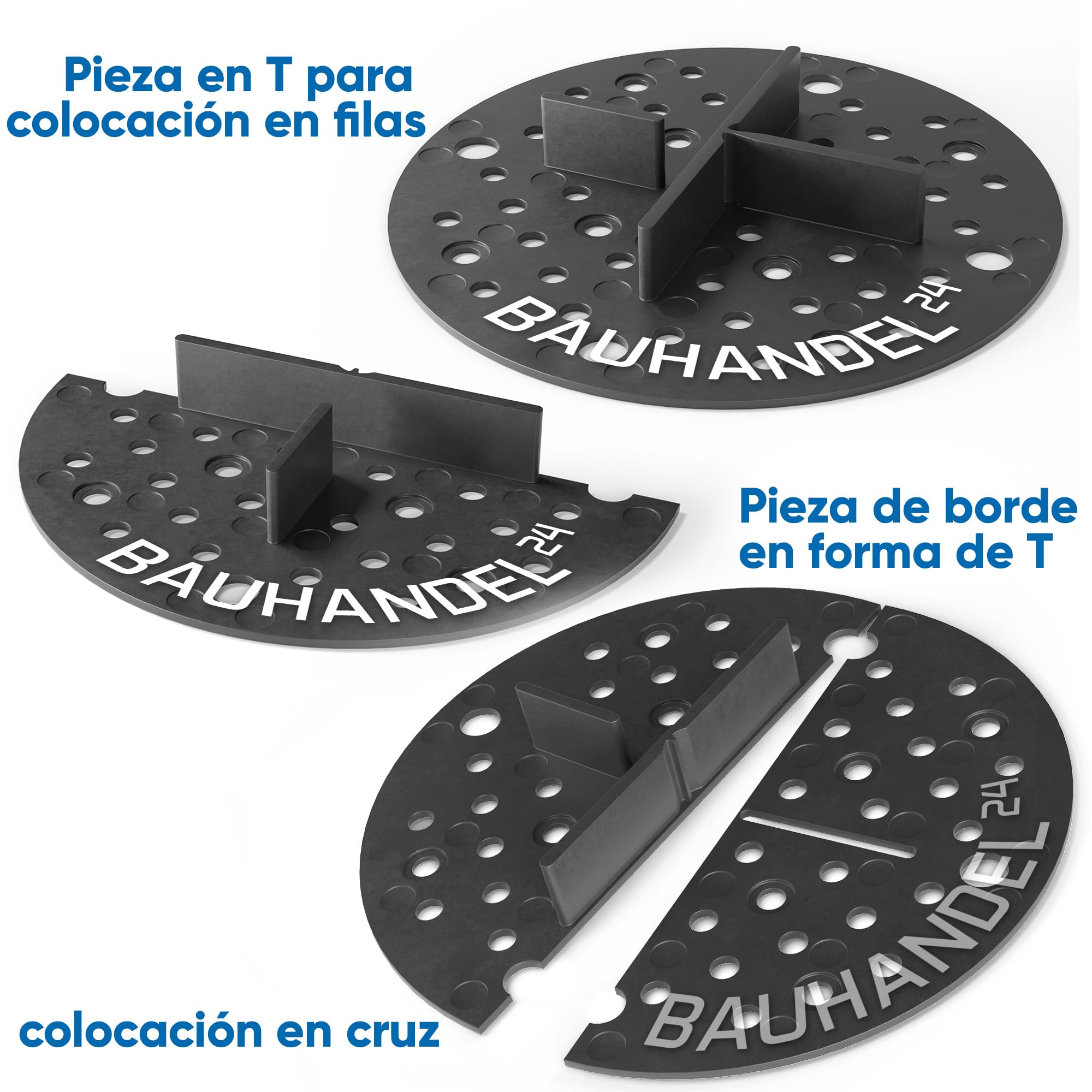 Bauhandel24 cruces para juntas 3 mm 50 unidades color negro cojinete de placas almohadillas con plato exterior cruces de juntas grava para exteriores rodamiento de grava terraza balcón piedra