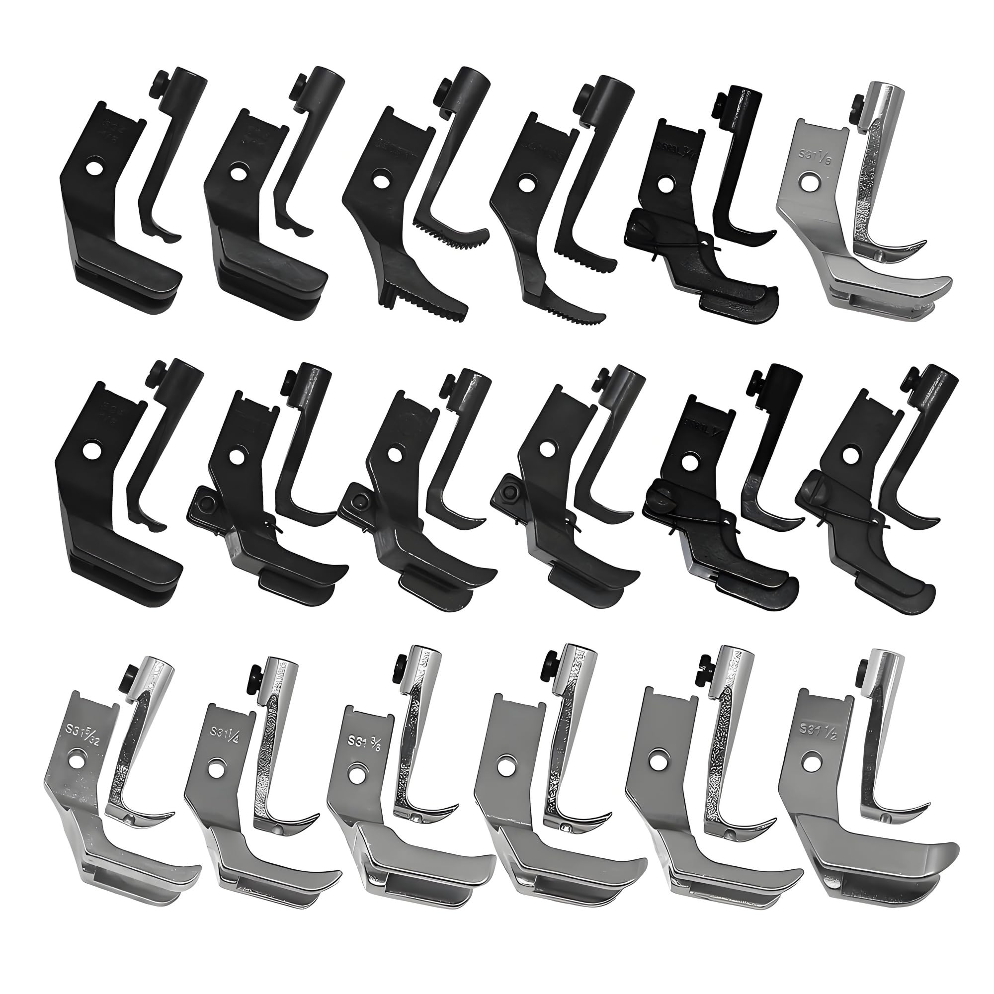 Juego de prensatelas for caminar, tuberías soldadura con cremallera guía borde for piezas máquinas coser industriales una sola aguja, 18 Uds
