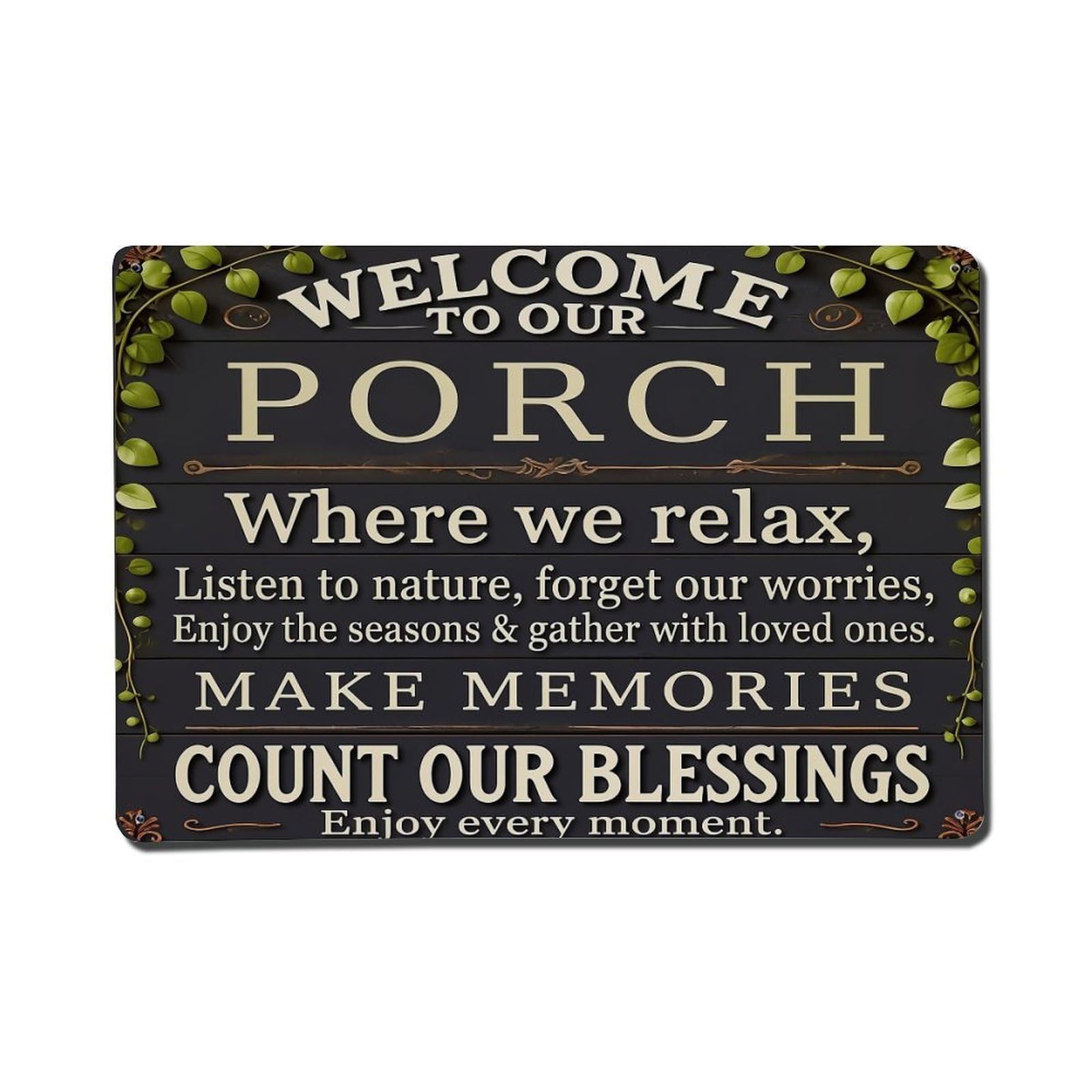 Nestemfo Vintage Welcome To Our Porch Sign Tin Sign Metal Sign, Living Room,Bar, Home, Bedroom Wall Decor,Retro Metal Poster 8X12 Inches