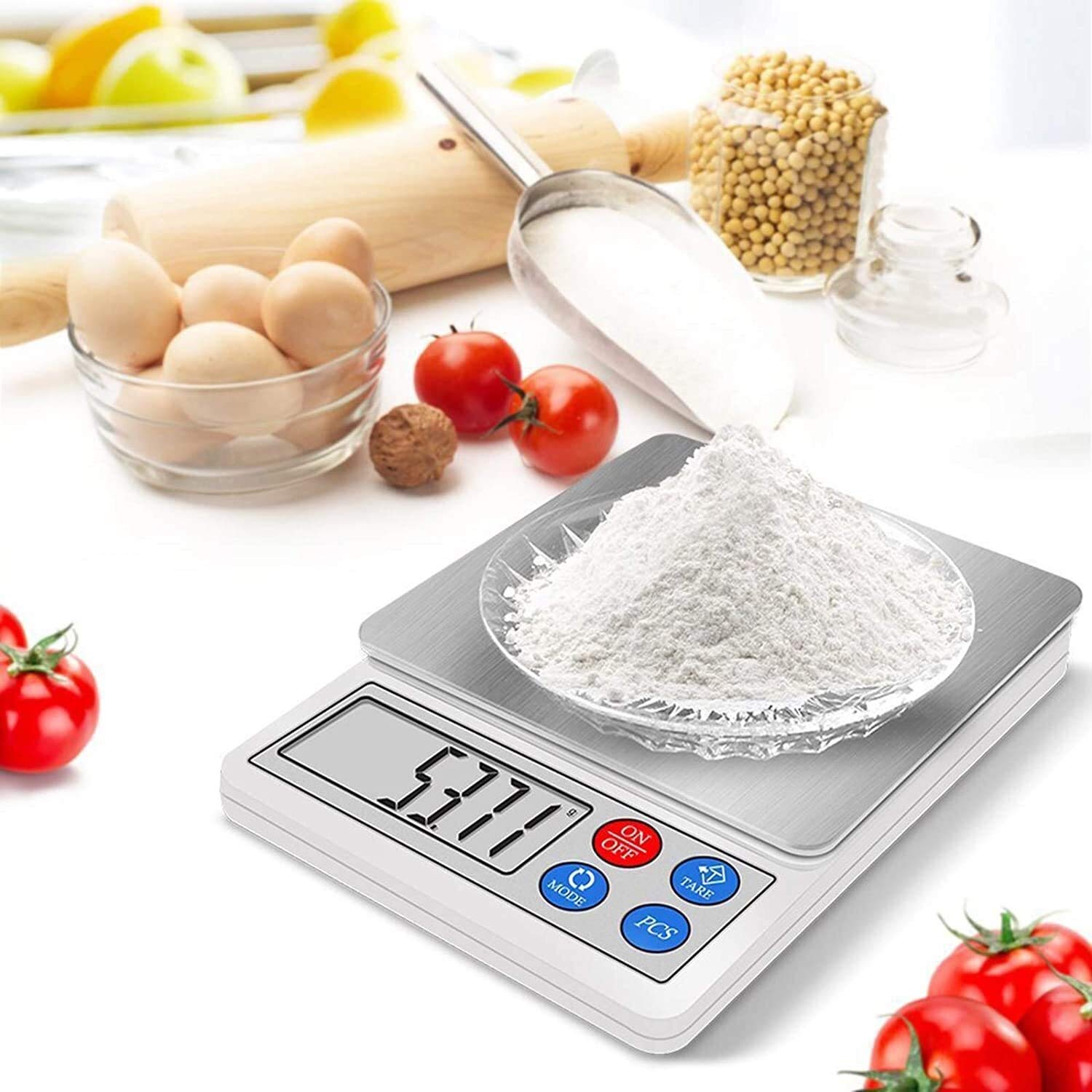 MRKU Báscula de Cocina Digital con Pantalla LCD, báscula para Alimentos, báscula electrónica, fácil de Limpiar, Utilizada para Pesar Frutas y Verduras