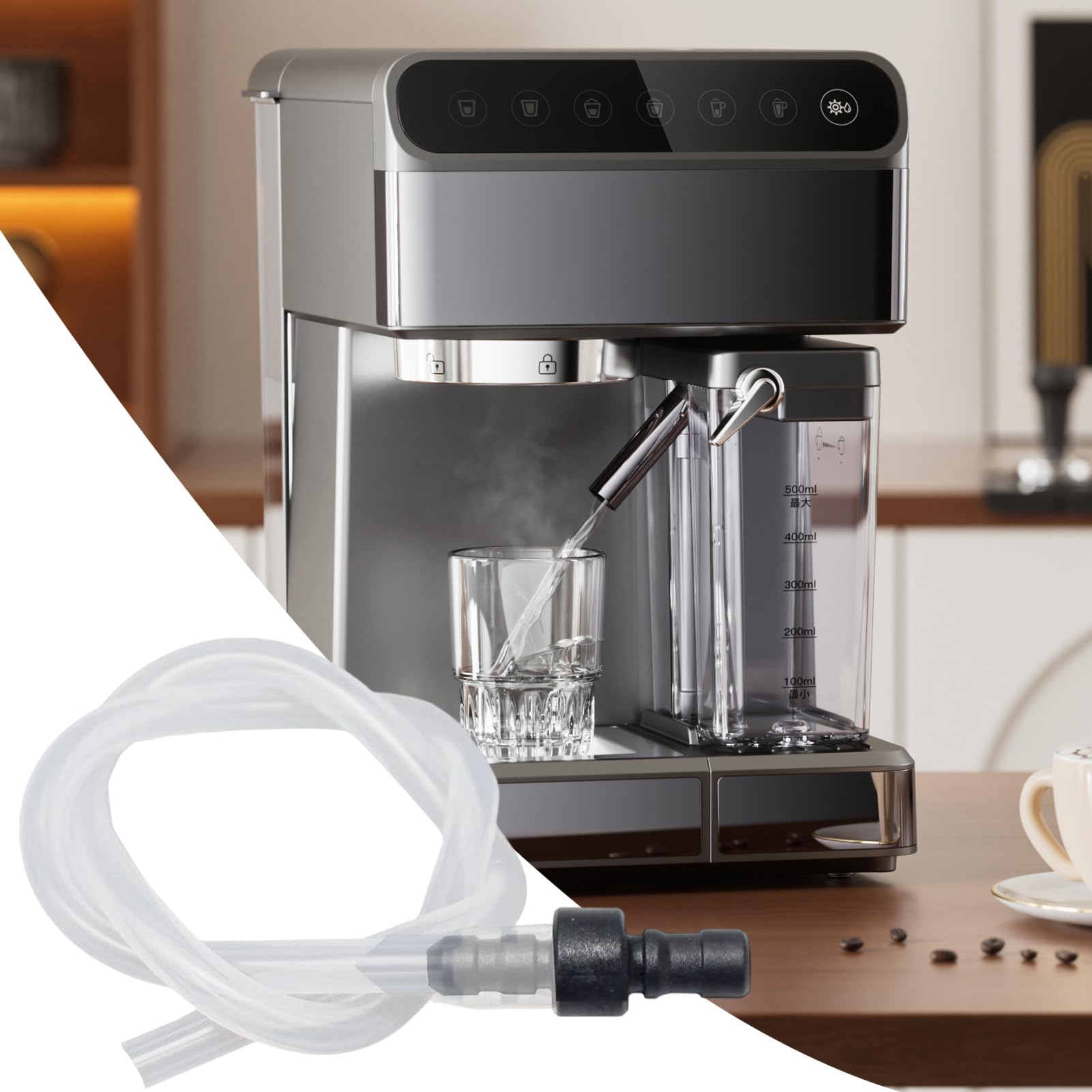 Tubo de leche para café – Kit de 6 piezas de tubos espumadores para máquina de café y 3 conectores, máquinas electrodomésticos cocina para casa, oficina, bar – para casa, hotel, bar, cafetería