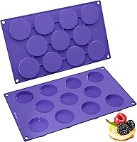 Vista 1 de Bakerpan Mini moldes de silicona para magdalenas, juego de 2, moldes redondos pequeños para tartas, galletas, dulces, chocolate