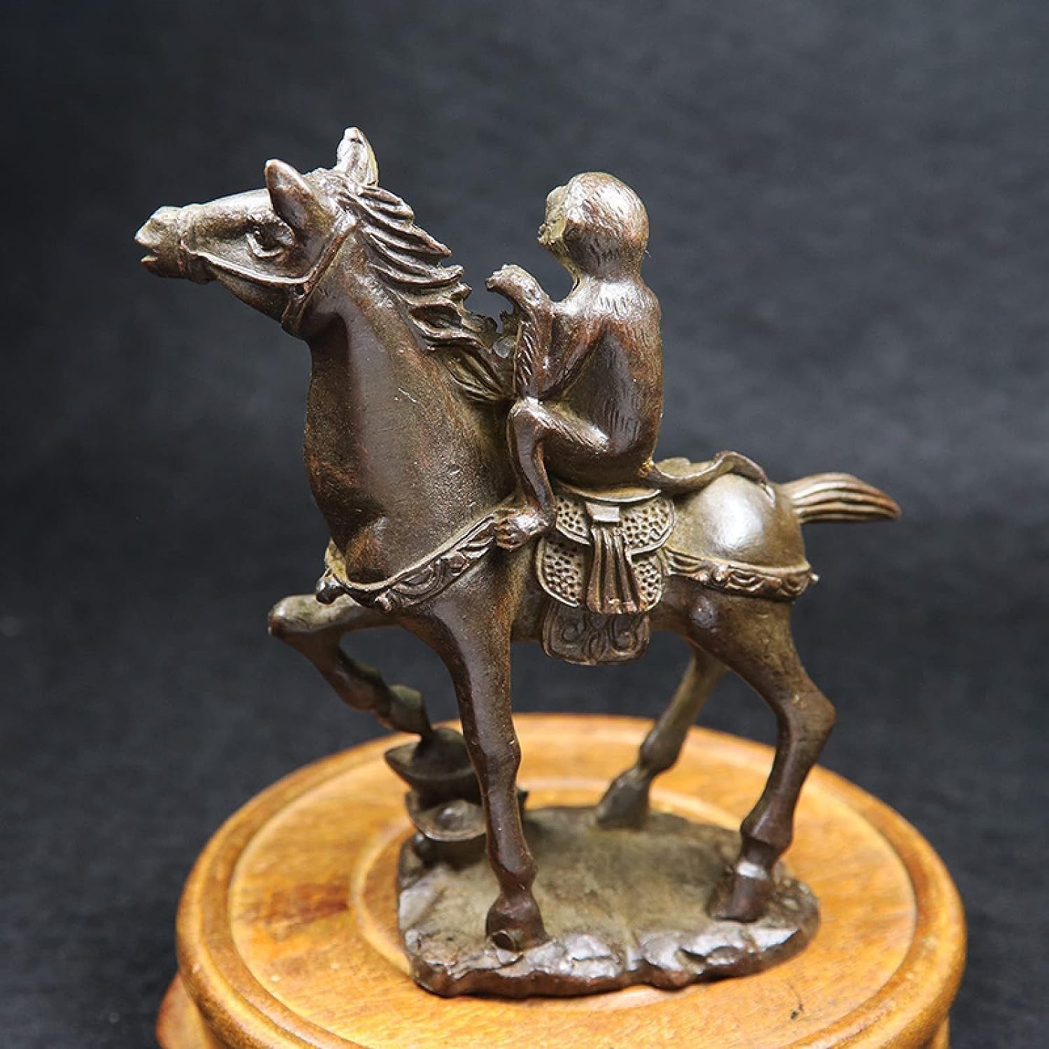 Statue cheval singe cuivre ornement de table feng shui et figurine thé maison