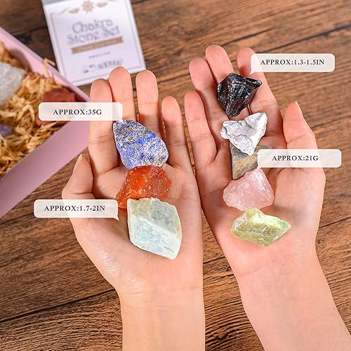 Miniatura 3 de AOOVOO Juego de 26 cristales y piedras curativas, juego de regalo de cristales curativos, 7 piedras preciosas crudas, 7 piedras preciosas caídas,