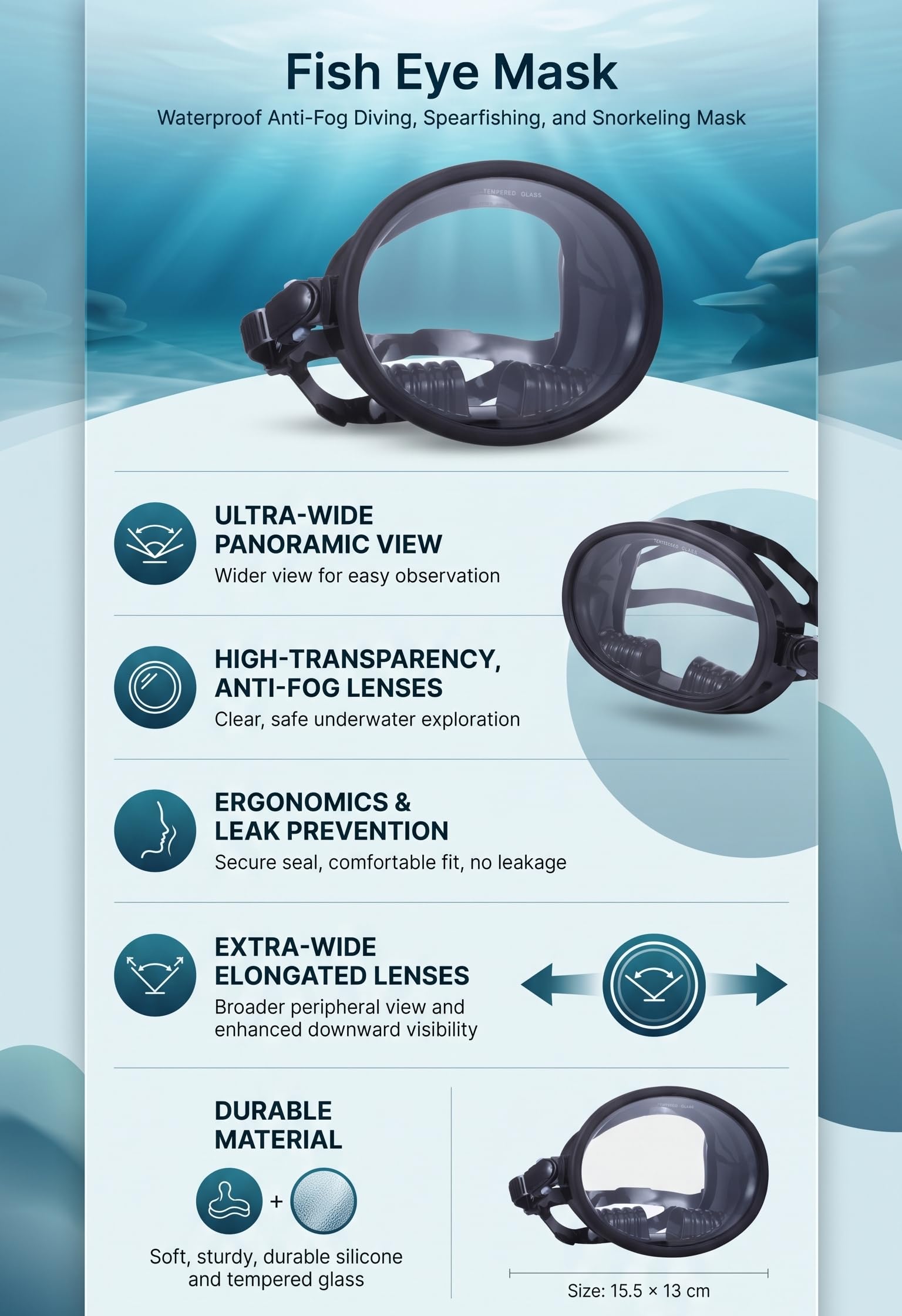 Freitauchmaske, Retro-Stil wasserdicht Anti-Fog Tauchmaske für Freizeitschnorcheln Tiefentauchen Speerfischen Anfänger und Profis