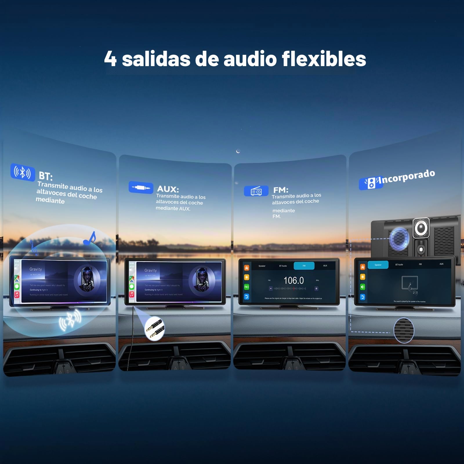10.26" Pantalla Carplay Coche para Apple CarPlay & Android Auto, Táctil Pantalla con 4K Dash Cam / 1080P Cámara Retrovisora, CarPlay Autoradio Pantalla Táctil Soporta Doble WiFi / Video