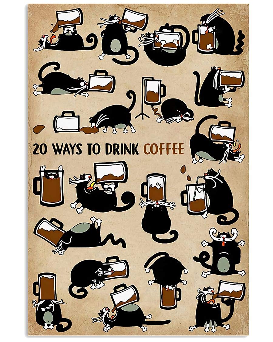rayprint Coffee Knowledge Metal Sign Vintage 20 Ways To Drink Coffee Tin Poster Coffee Shop Decor Plaque Wall Decoration For Room Home Office 12x16 Inches