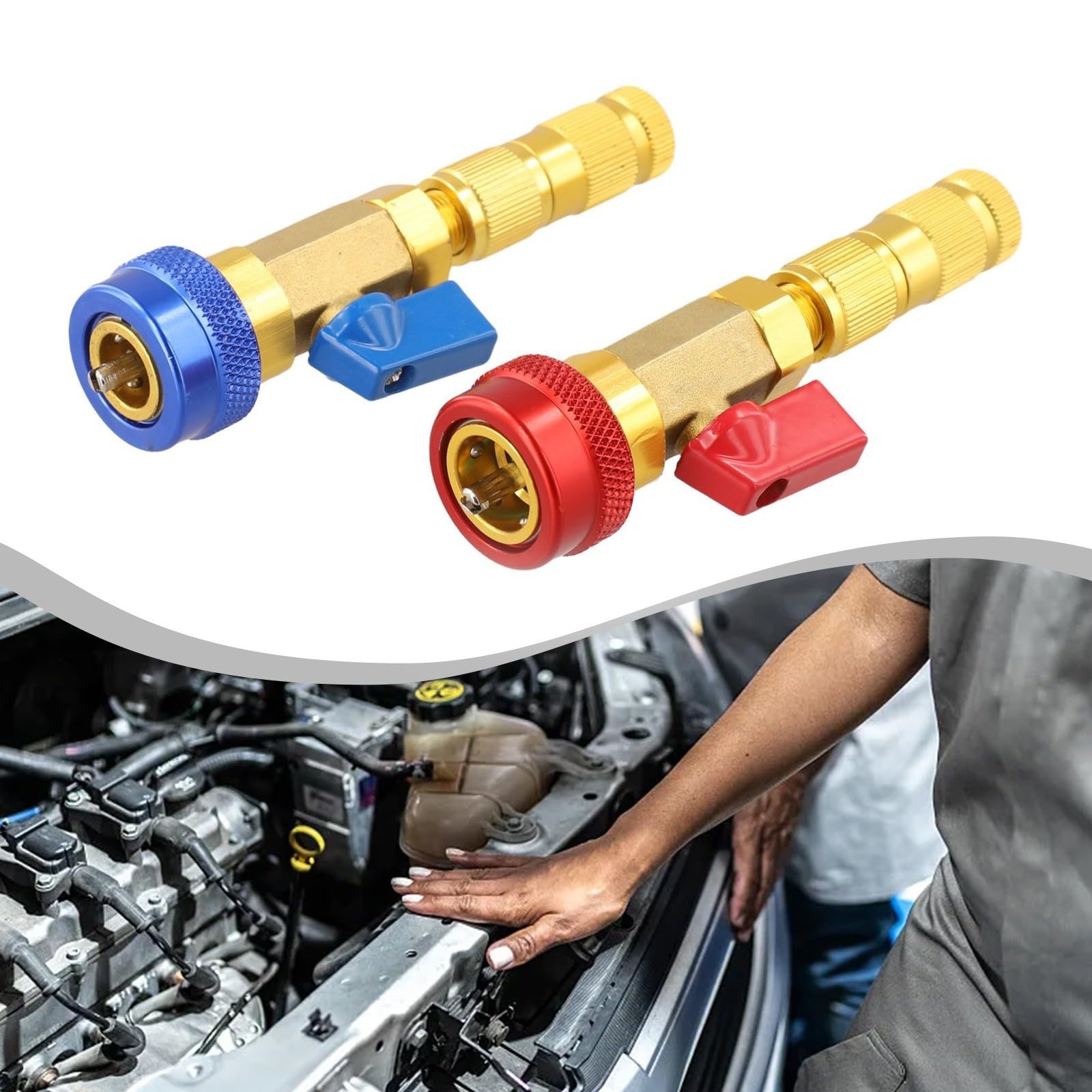 2 x Kit di rimozione nucleo valvola R134A R12 regolabile, accoppiatore rapido ad alta pressione bassa per riparazione AC domestico auto strumento di riparazione in metallo