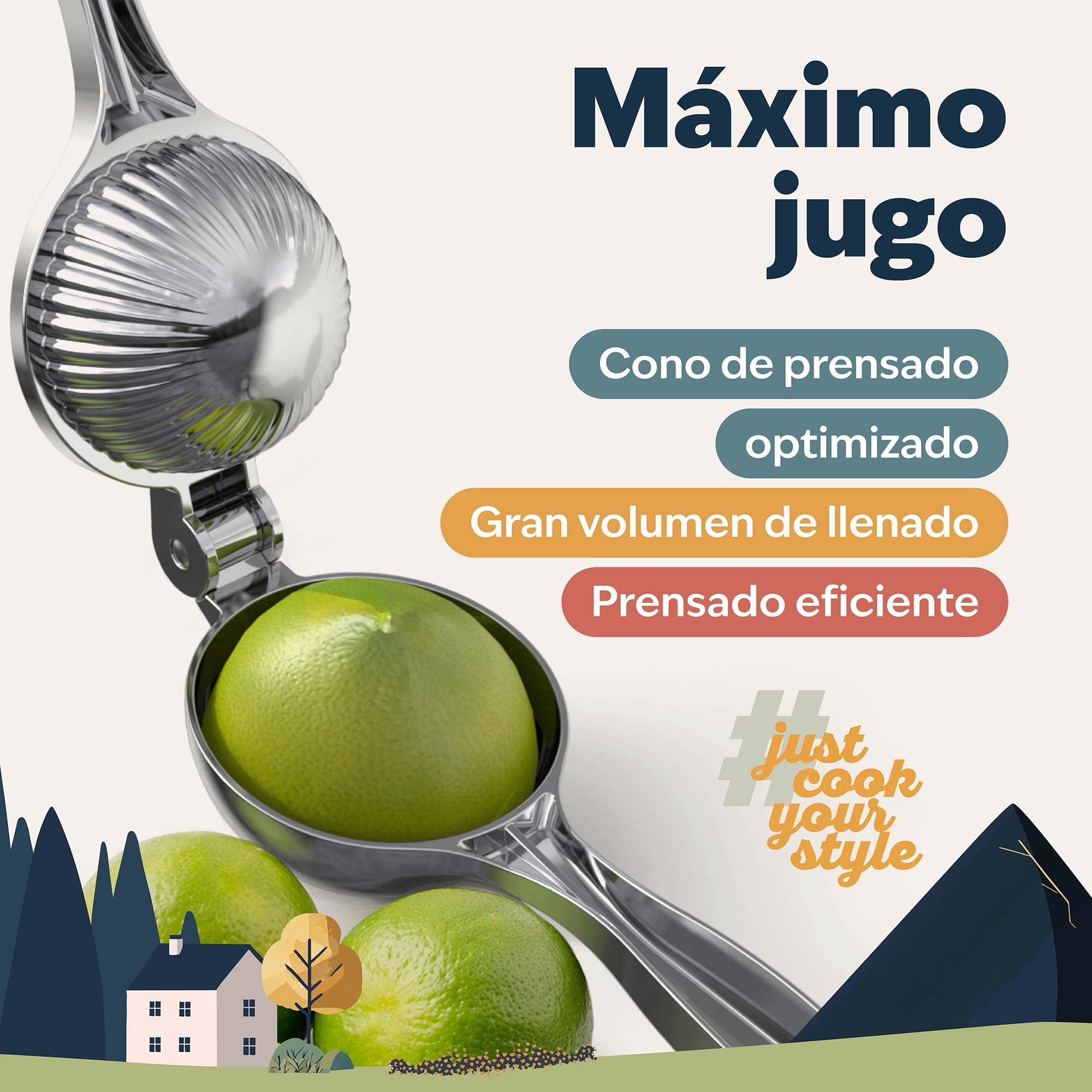 kjøk Premium Exprimidor de limón manual – exprimidor de cítricos para limones, limas y naranjas pequeñas – zumo sin semillas y sin esfuerzo, apto para lavavajillas – para cocina, bar y cócteles