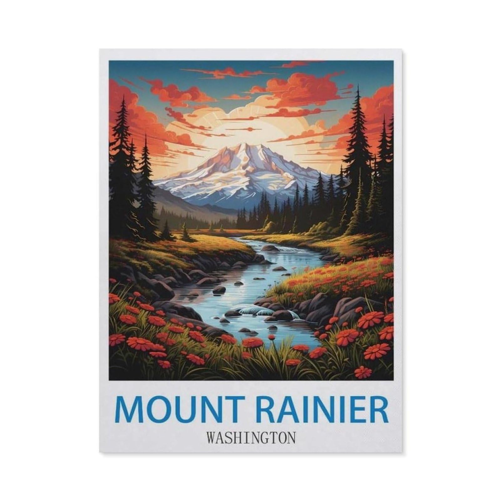 BEAYODKP DIY Diamond Art Kits，Mount Rainier Washington（30x40cm）