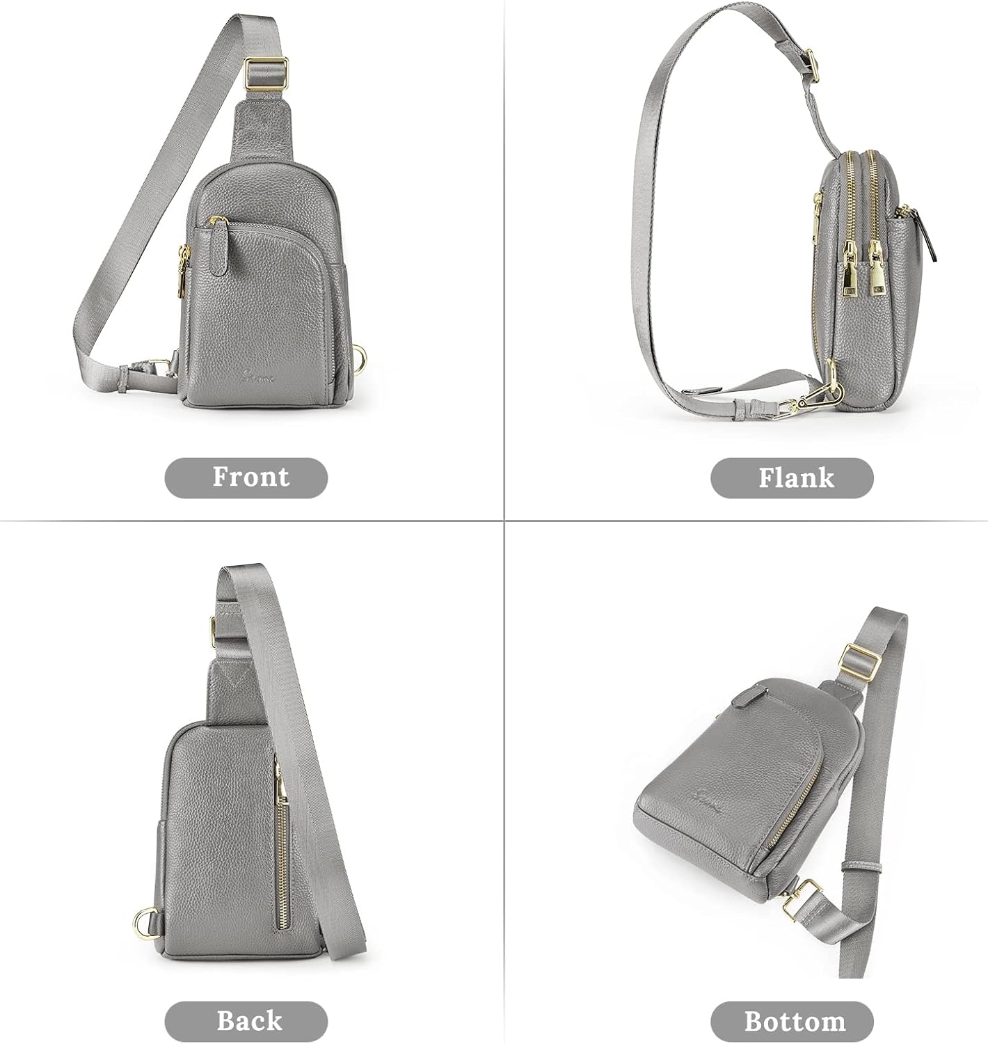 S-ZONE Genuine Leather RFID Blocking Small Sling Bag Women Crossbody Fanny Packs - Image 9