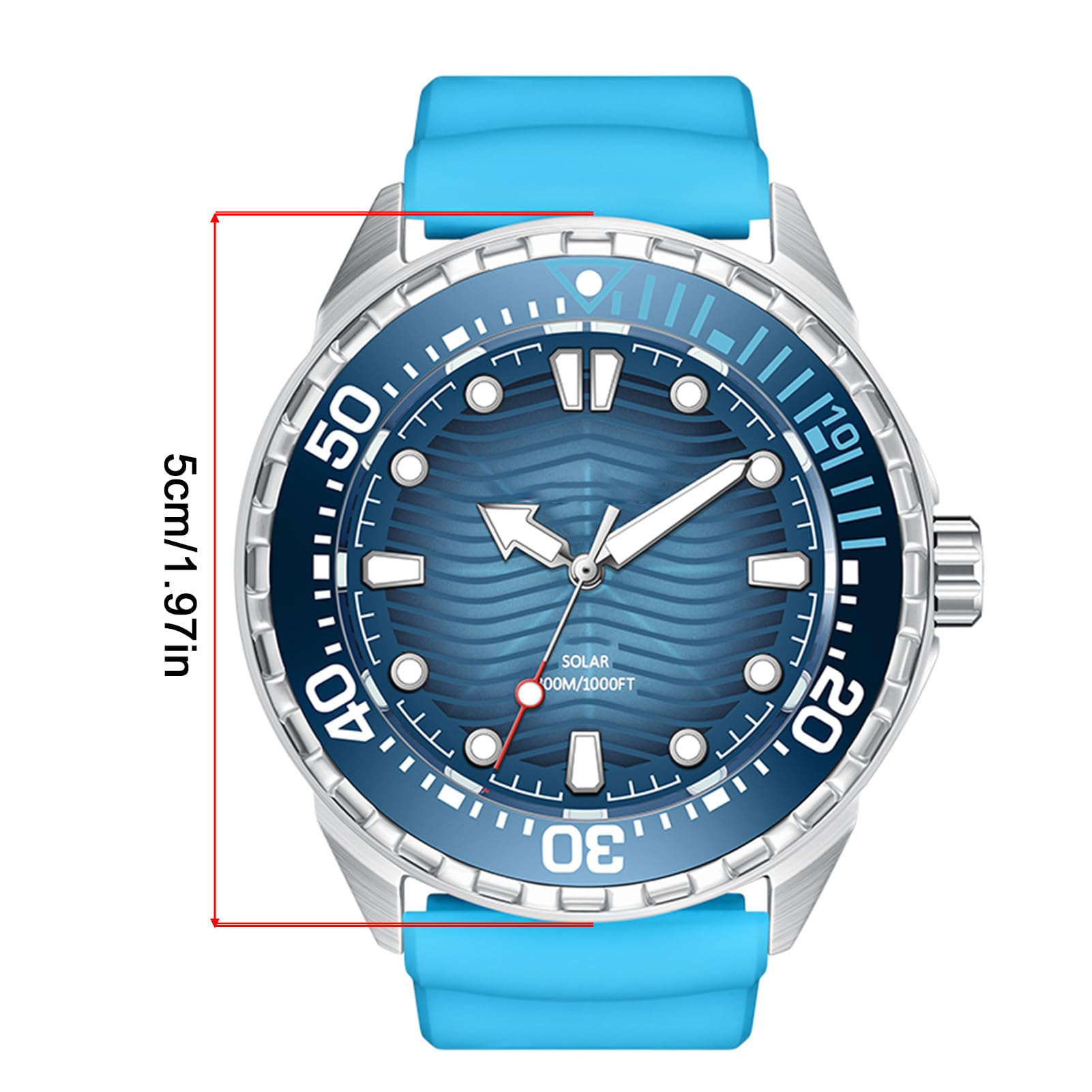 Matybobe Montre de Plongée à Quartz à énergie Solaire, Lueur Nocturne, Bracelet en Silicone Résistant à la Pluie pour Hommes et Femmes, Précision Durable et Respectueuse de (Bleue)