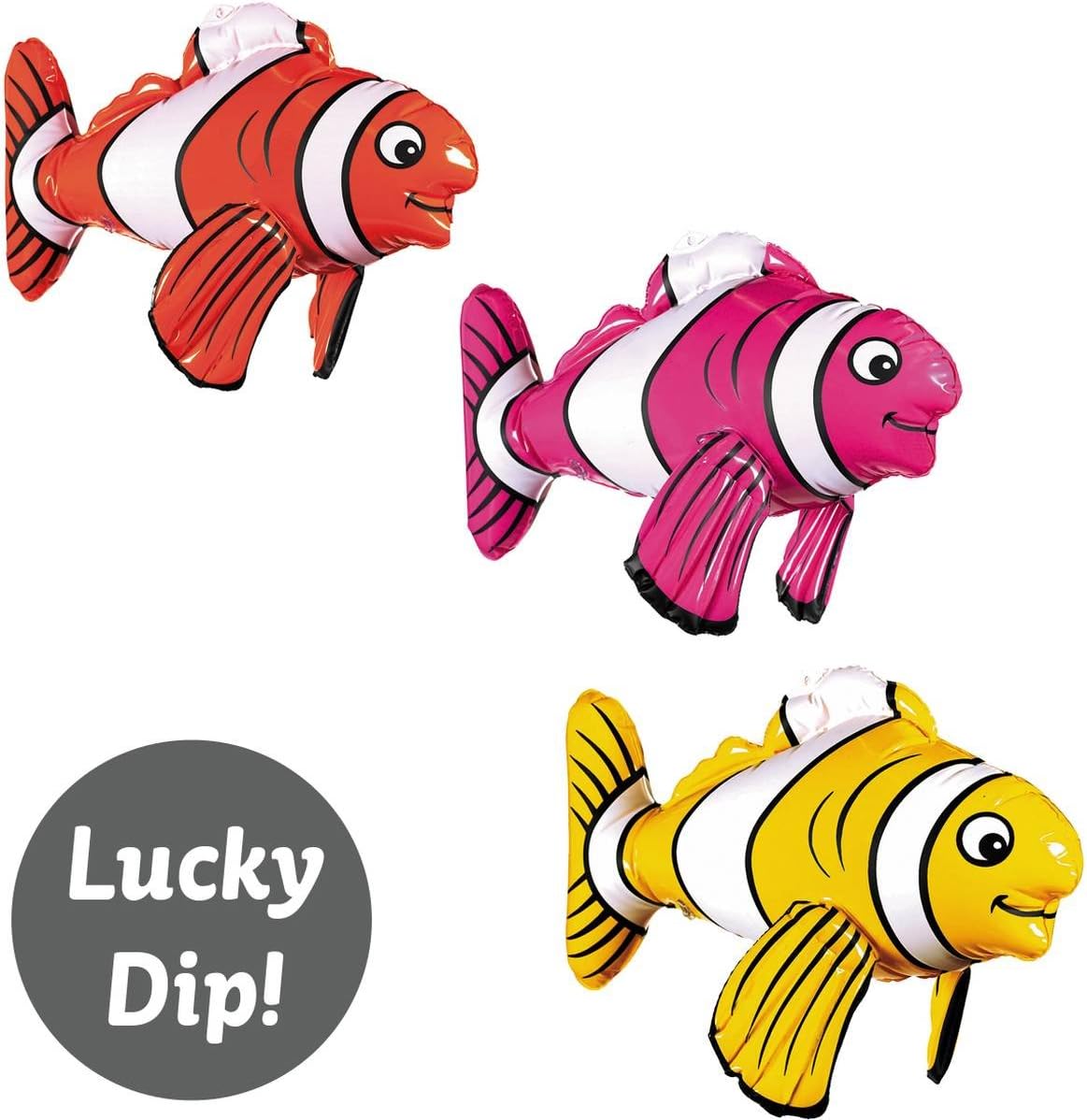 Inflatable Nemo type fish - Sold individually - Lucky Dip 1 of 3 Colours. Great party favour for under the sea parties!