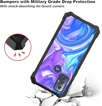 Ailiber Phone Case for Moto G Play 2023, Moto G Power 2022 Case with Screen Protector, 2 Layer Structure Protection, Shock-Absorbing Corner TPU Bumper Cover for Motorola G Play 2023-Blue Purple