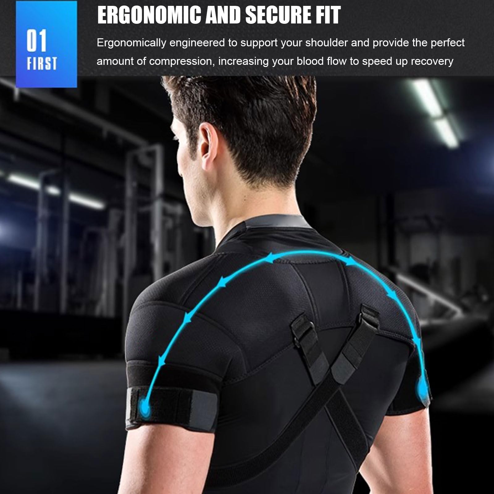 Envoltura de Abrazadera de Soporte de Hombro Doble Correa Protectora de Neopreno Ajustable para Hombres Mujeres, Alivio Lesiones en el Hombro, tendinitis,M