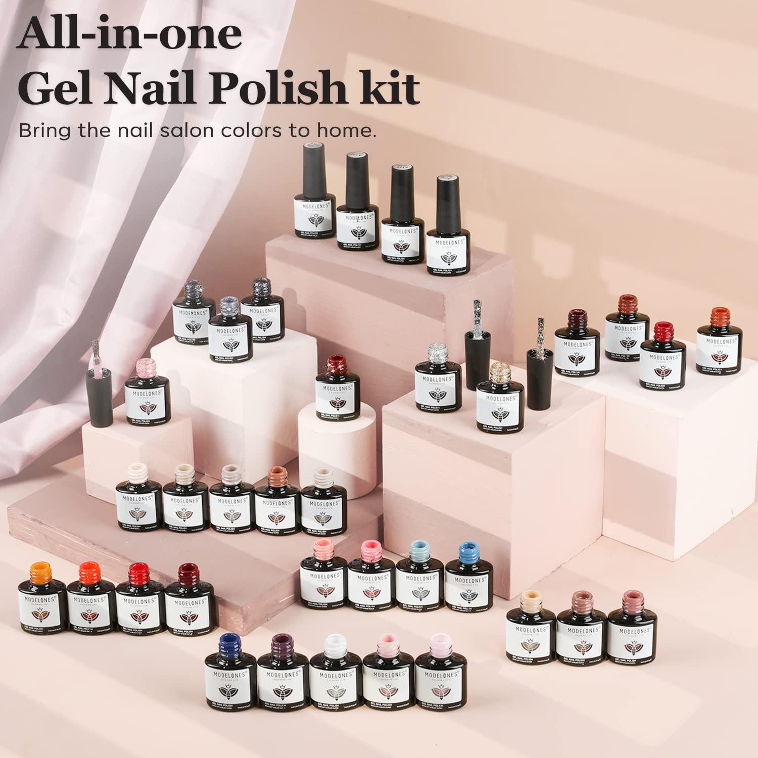 modelones 36 Pcs Gel Nail Polish Kit, Blue Purple Nude Pink Gel Polish Colors Set 7Ml Soak Off Nail Polish Gel Manicure Starter Kit at Home Holiday Gift for Girls Women Mother's Day : Beauty & Personal Care