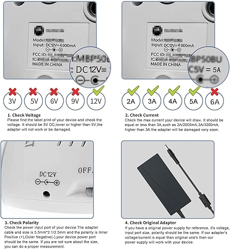 Miniatura 8 de Adaptador de fuente de alimentación de 12V 5A, CA 100-240V a CC 12V, entrada 100V-240V, salida 12V 5A 60W, con conector hembra de CC, conector de