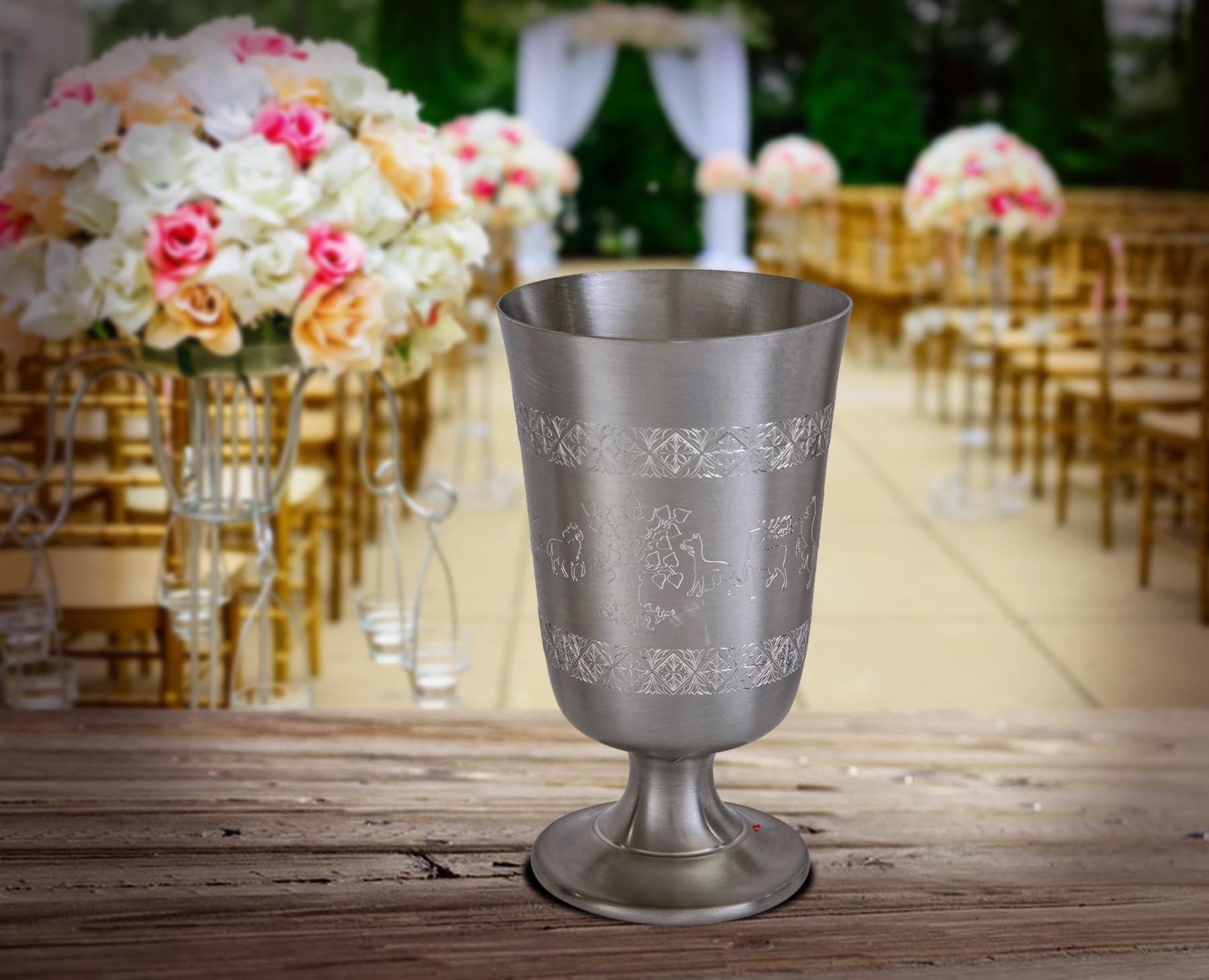 I LUV LTD Peltro Medievale Scena di Caccia a Piedi Calice Tazza 6.5 Pollici Calice Antico Fine Perfetto per L'incisione