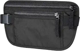 Pochete Doleira Antifurto Porta Dinheiro e Passaporte Discreto para Viagem e Seguro para Usar sob a Roupa – Leve, Fina e Resistente à Água com Cinto Elástico Ajustável