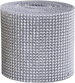 24 filas 8 m/Rollo Acrílico Rhinestone Diamante Cintas Carcasa para Novia Diseño de Ramo de Flores Marcos Jarrones Bodas y Decoración de Fiesta (Plateado)