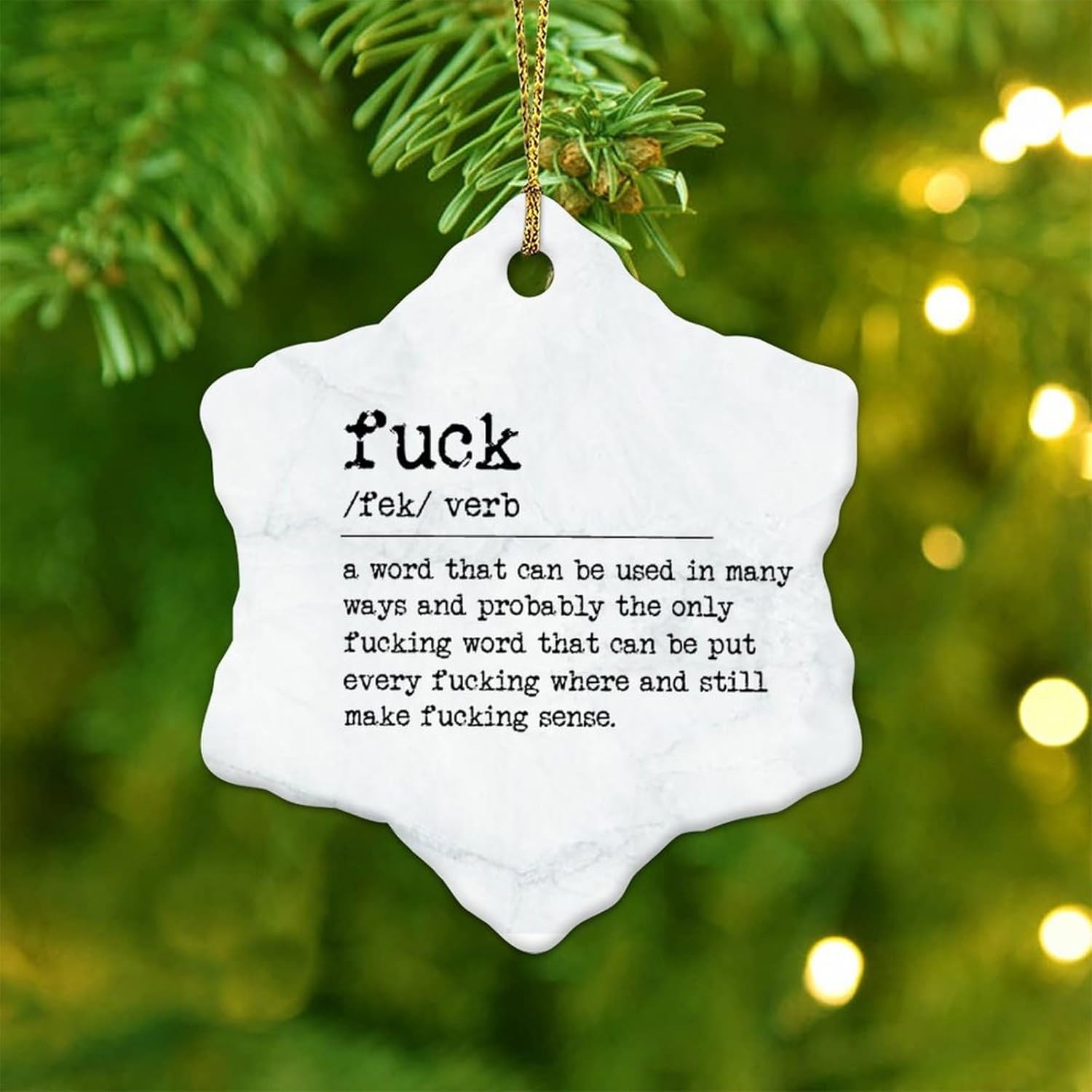 Fuck Definition Dictionary Word Meaning Snowflake Ornament
