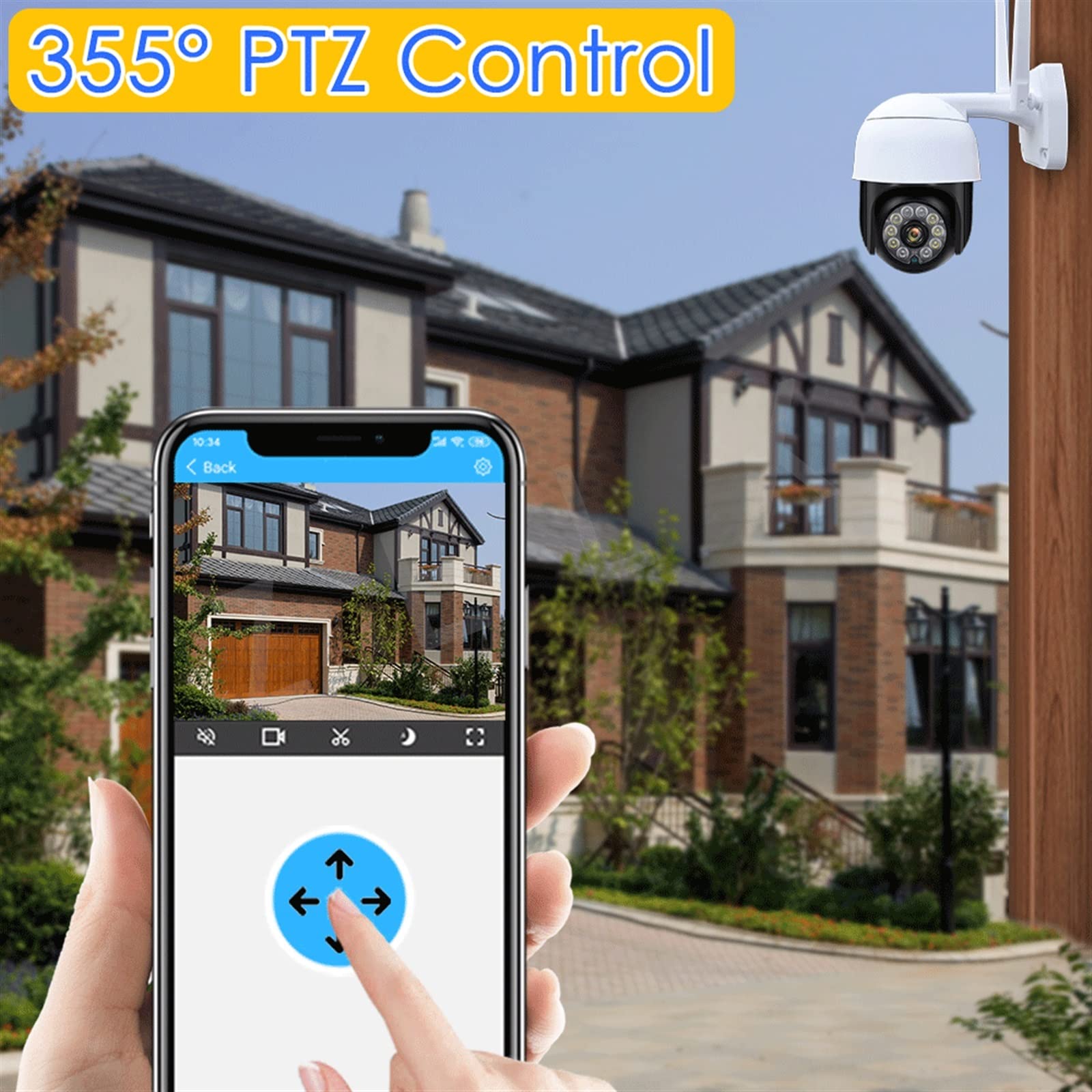 Telecamera WiFi Esterno, Telecamera di videosorveglianza Telecamera di Sicurezza 1080P Outdoor 5MP Wireless CCTV PTZ Telecamera IP Motion Detection AI Tracking,Sicurezza, Antifurto(5MP Camera)
