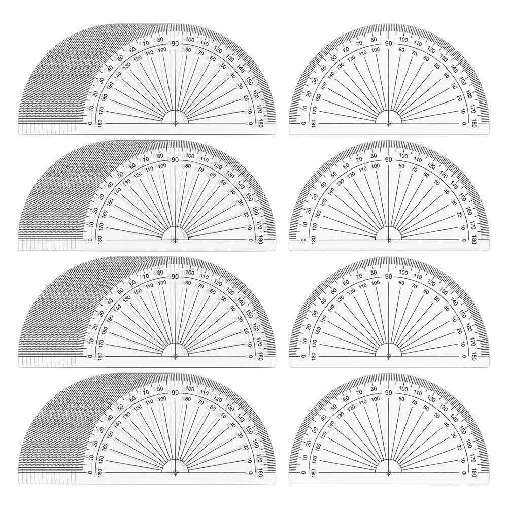 Agwuoetr Transparent 100 Pack Plastic Protractors Bulk Math Protractors Set 180 Degrees Student Math Clear Protractor Set Angle Measurement 4 Inches
