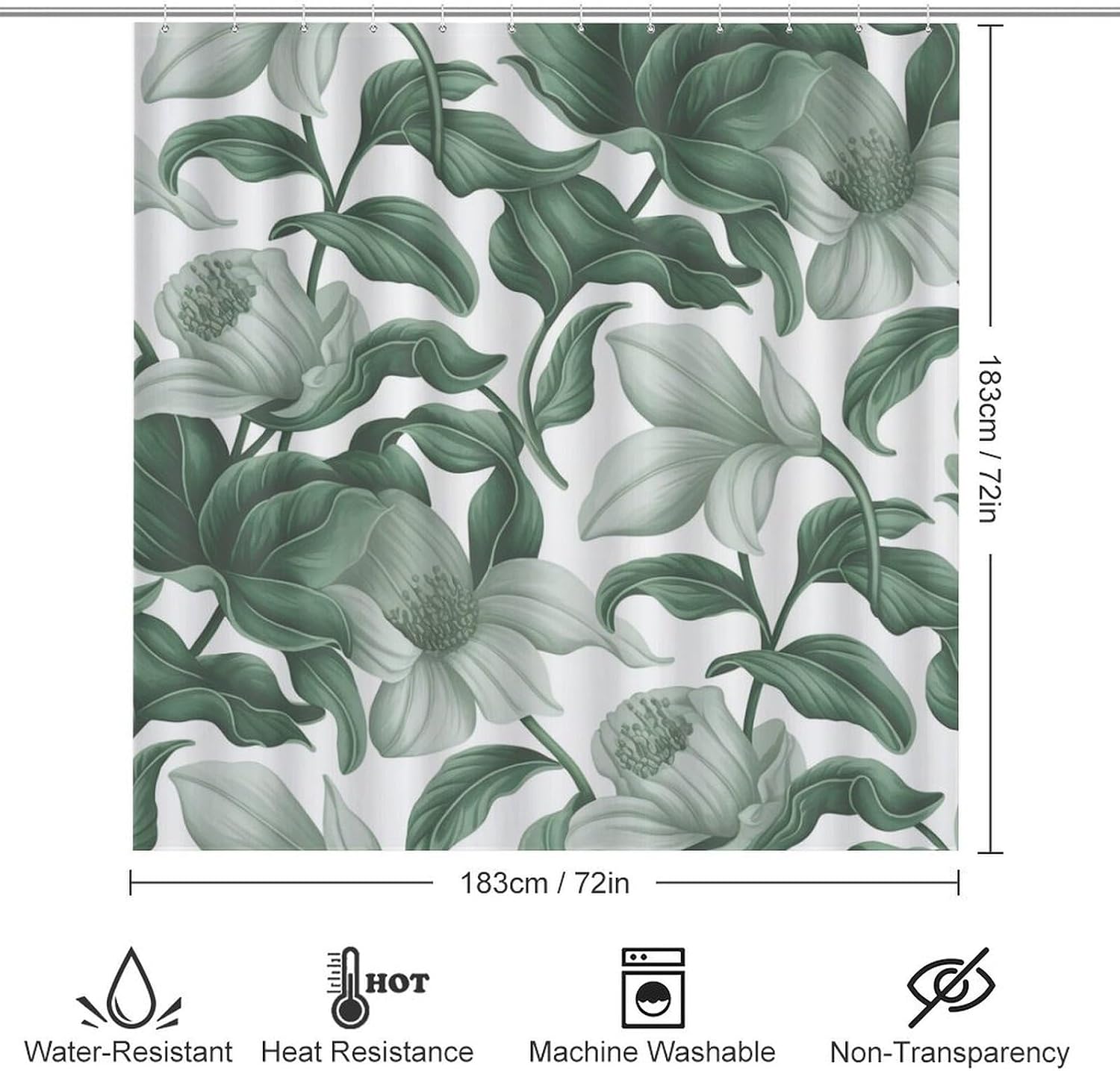 Bathroom Mat Set, Floral Pattern Printed on Bathroom Accessories Sets Complete, Great for Master Bath Beach House Modern Home